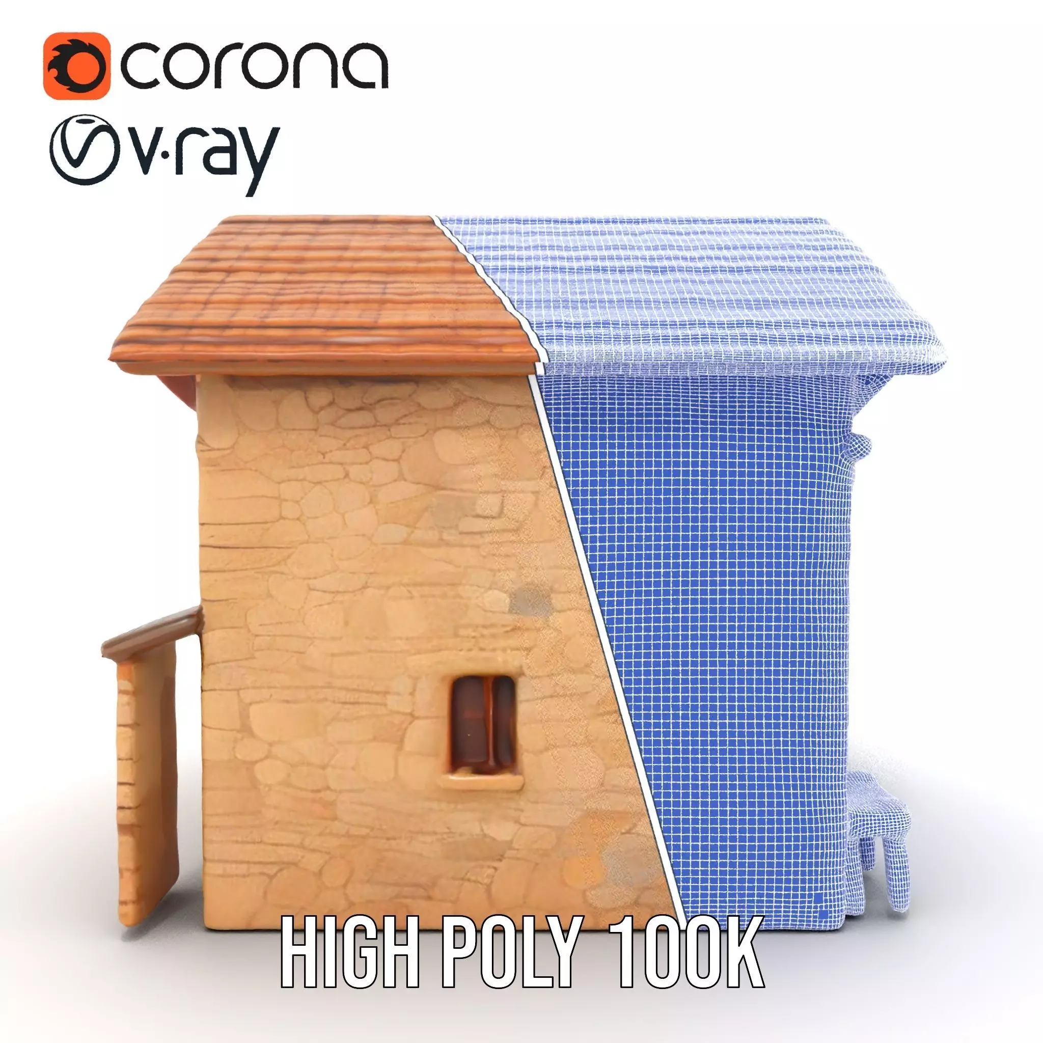 Rustic Stone Cottage model pack Low-poly 3D model_34