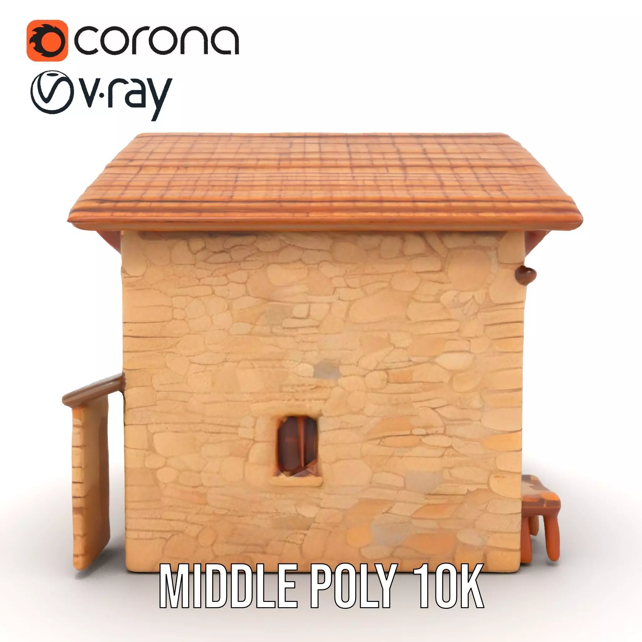 Rustic Stone Cottage model pack Low-poly 3D model_11