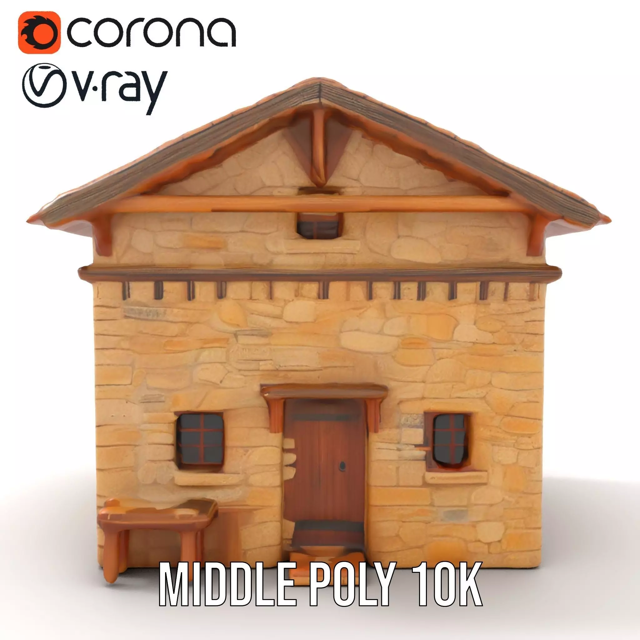 Rustic Stone Cottage model pack Low-poly 3D model_15