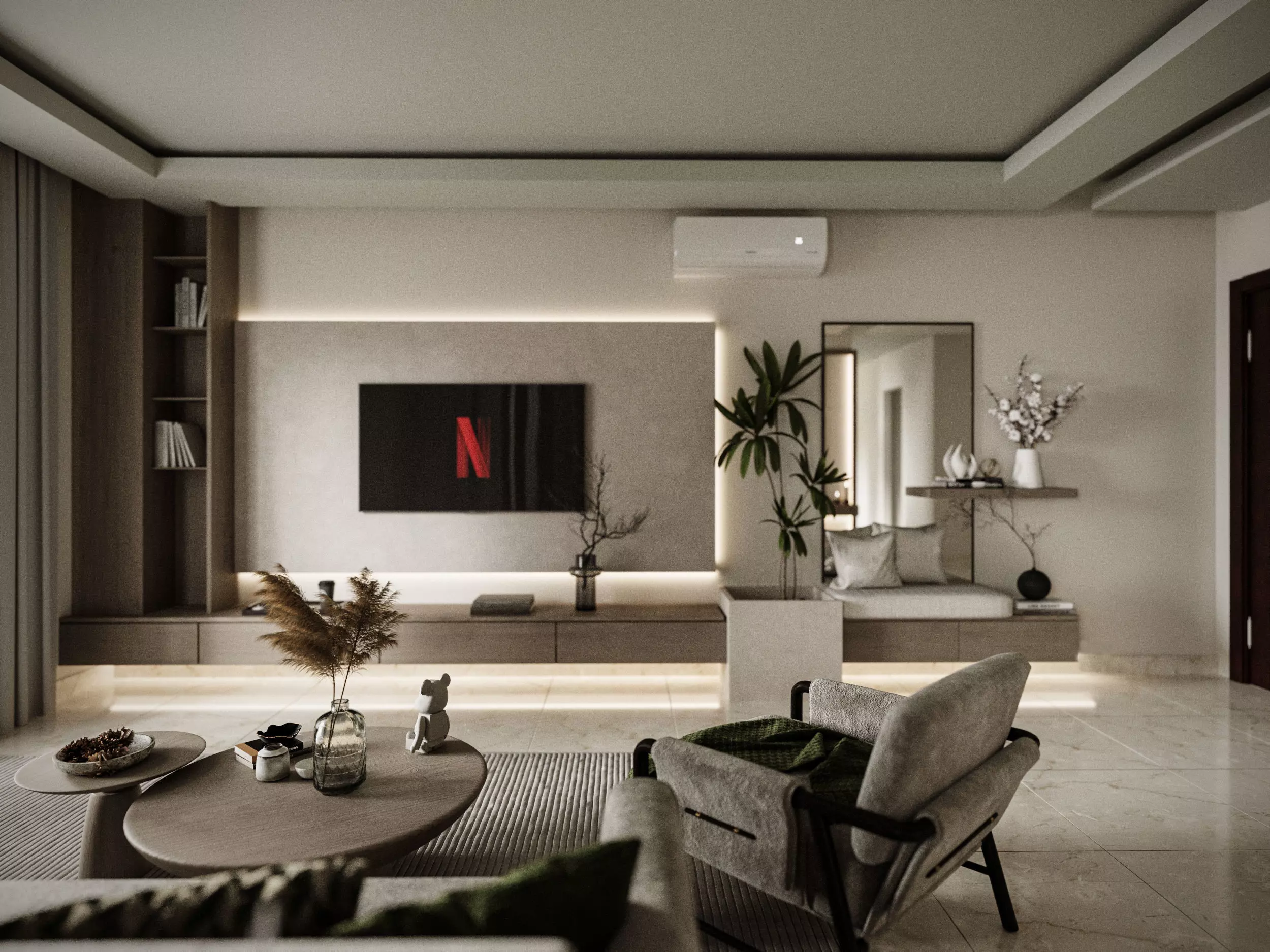 Modern Apartment Interior Living Dining  and Bedroom Corona 3D model_4