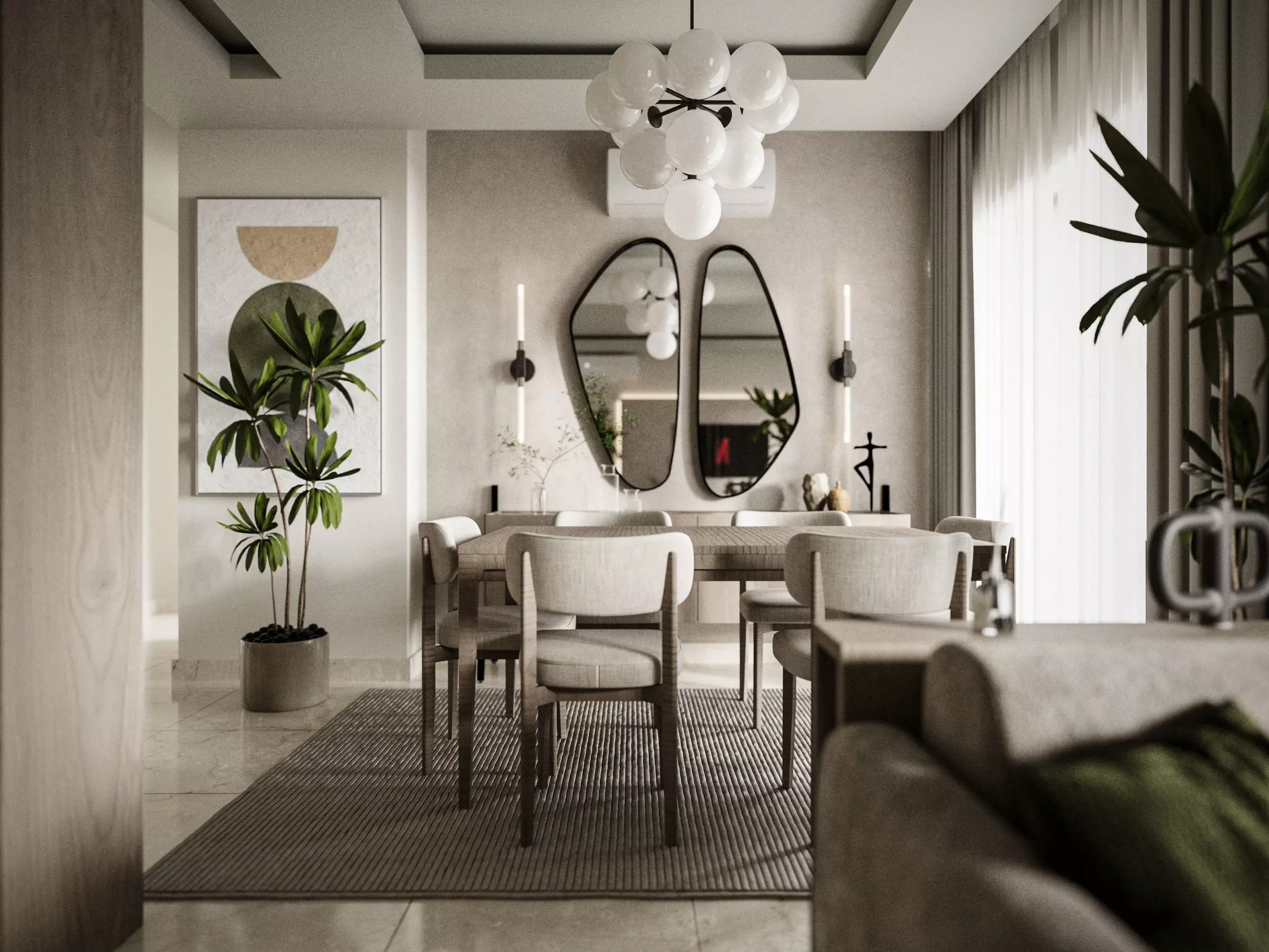 Modern Apartment Interior Living Dining  and Bedroom Corona 3D model_3