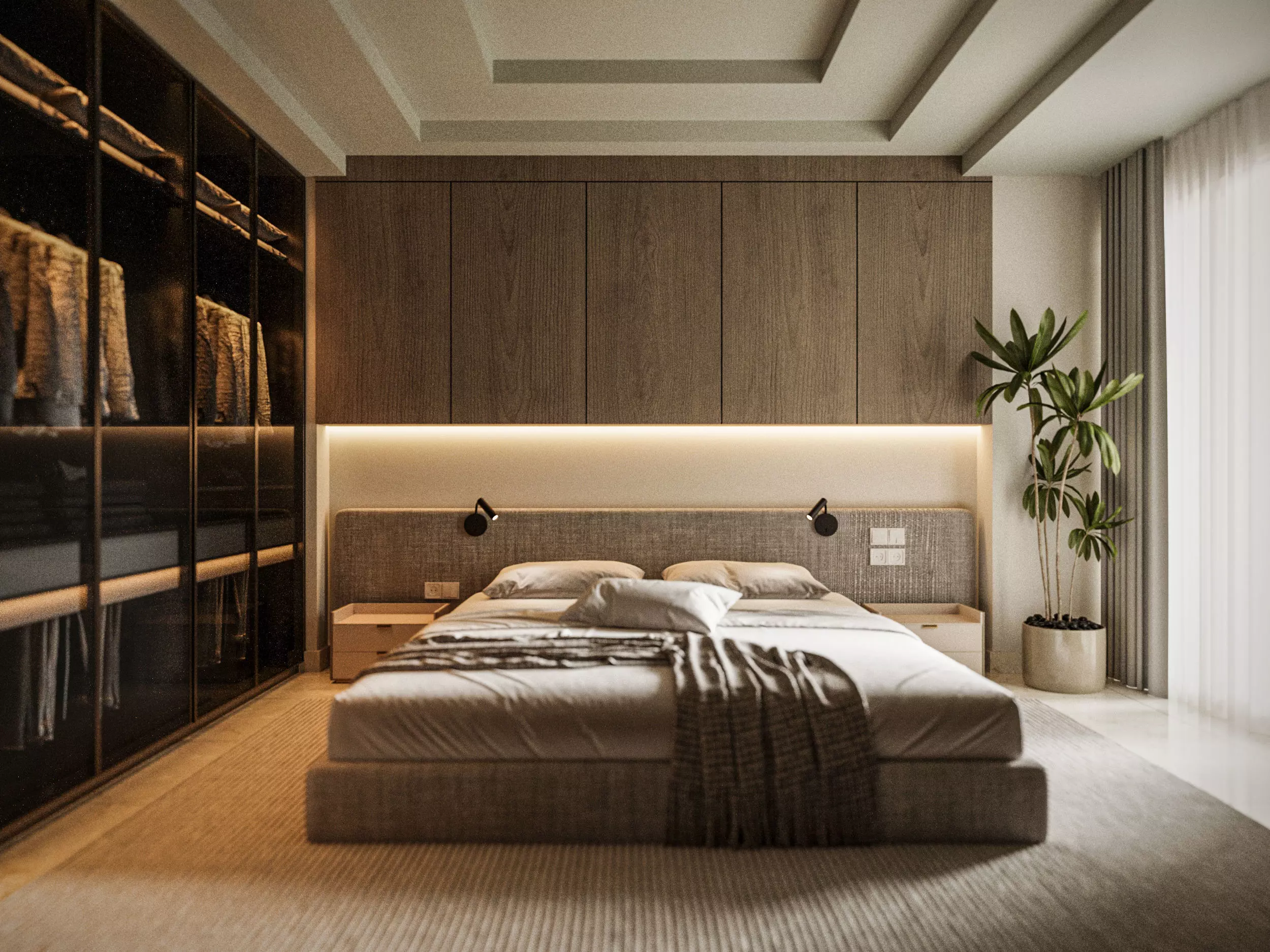 Modern Apartment Interior Living Dining  and Bedroom Corona 3D model_6