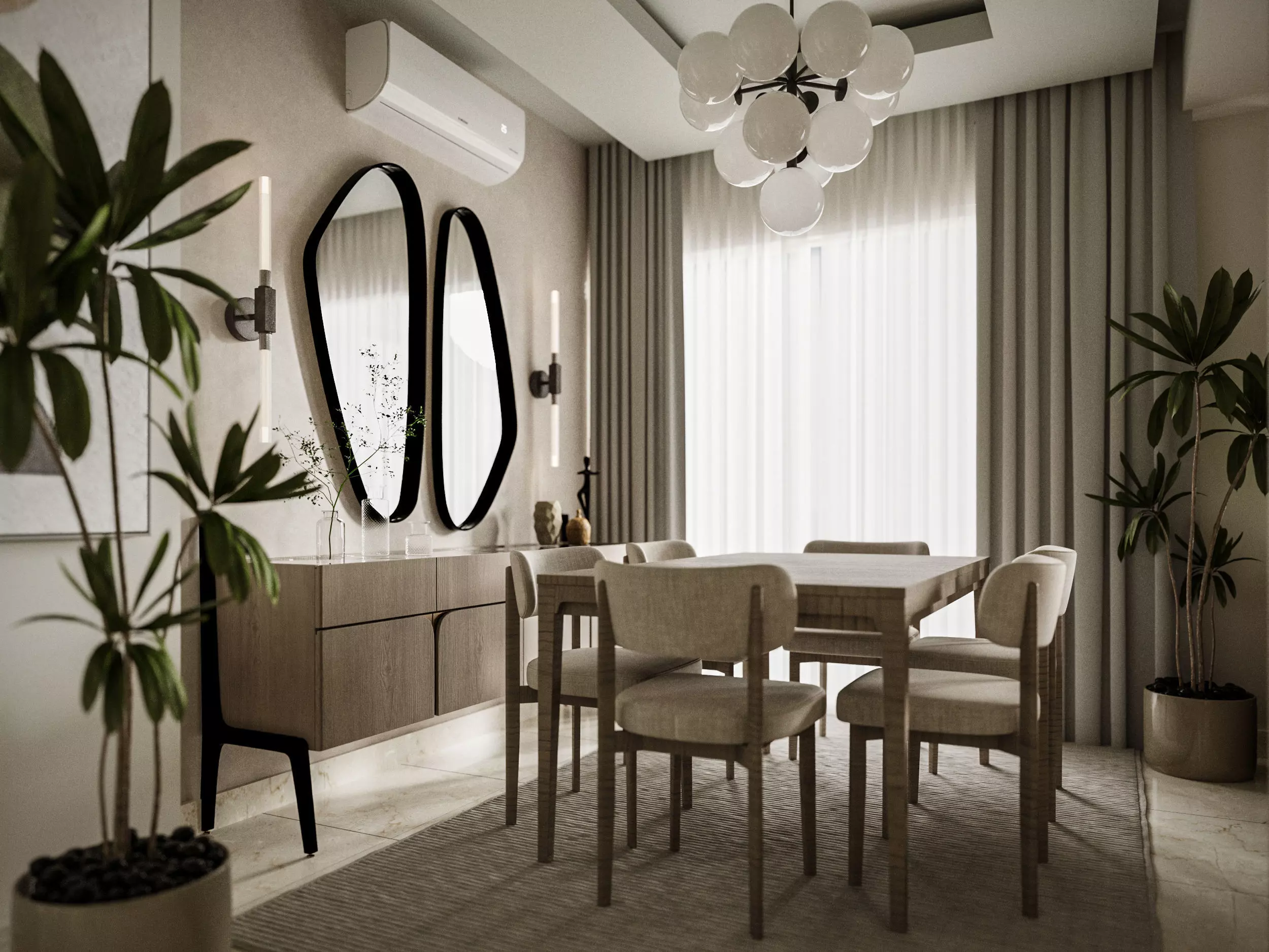Modern Apartment Interior Living Dining  and Bedroom Corona 3D model_5
