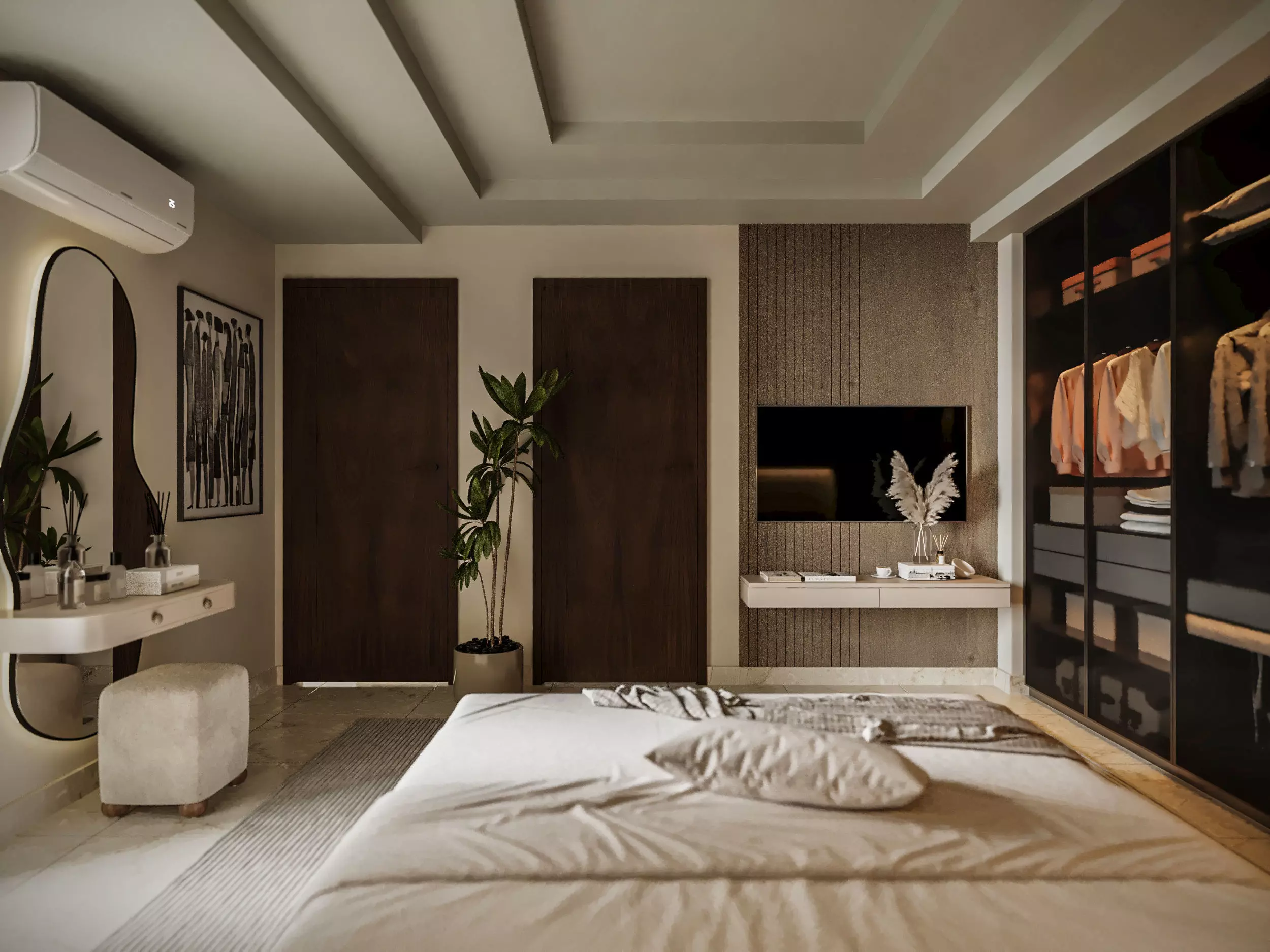 Modern Apartment Interior Living Dining  and Bedroom Corona 3D model_7