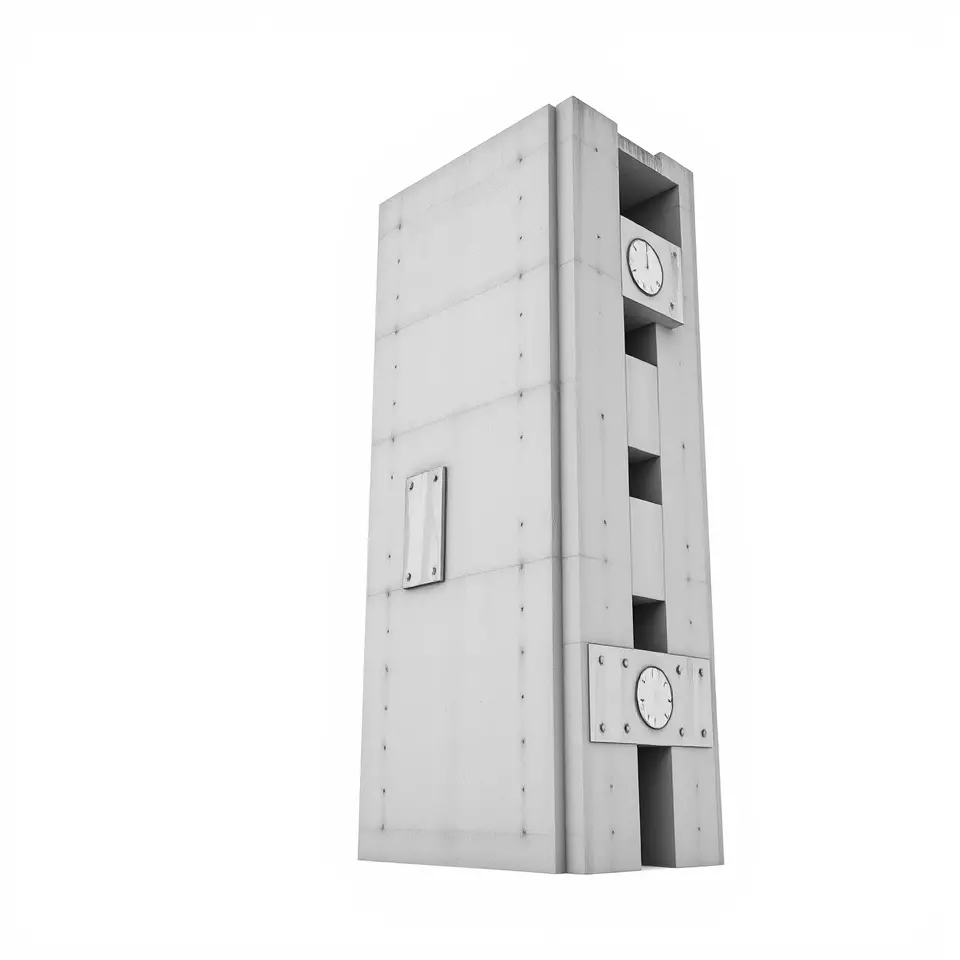 Concrete Clock Tower model pack Low-poly 3D model_2