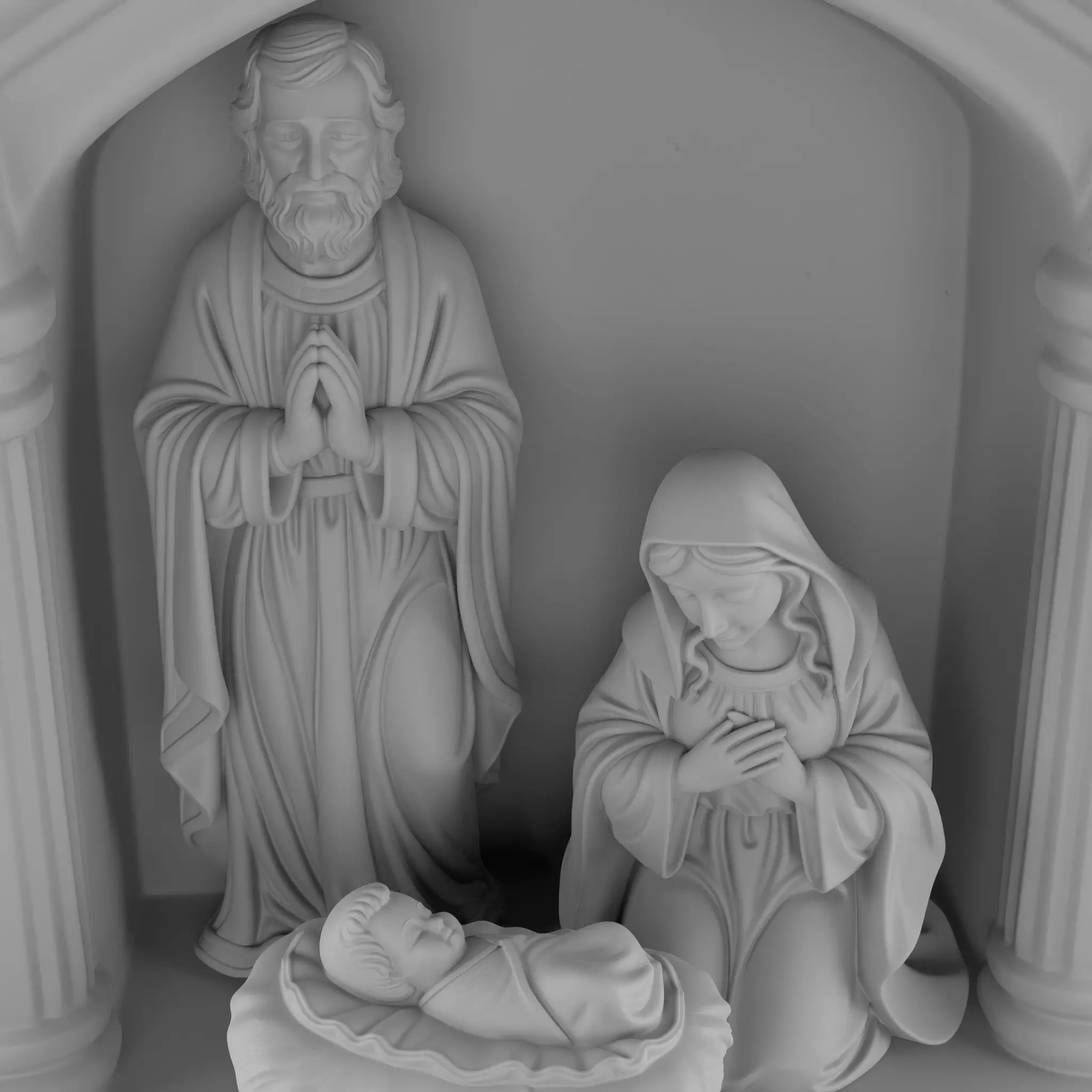 Nativity Holy Family STL separated Jesus Mary Joseph Manger 3D print model_7