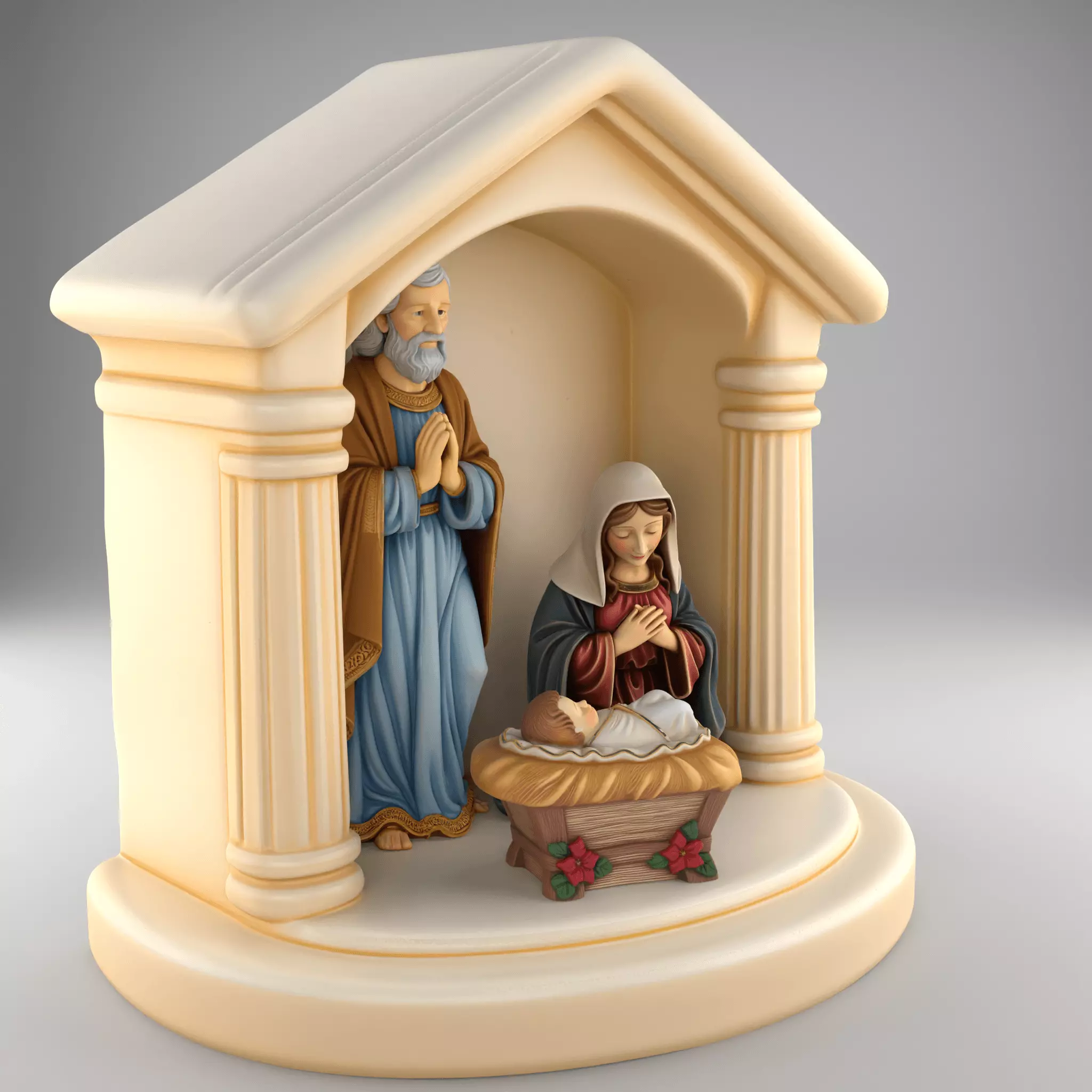 Nativity Holy Family STL separated Jesus Mary Joseph Manger 3D print model_2