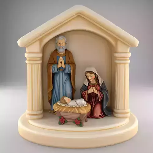 Nativity Holy Family STL separated Jesus Mary Joseph Manger 3D print model