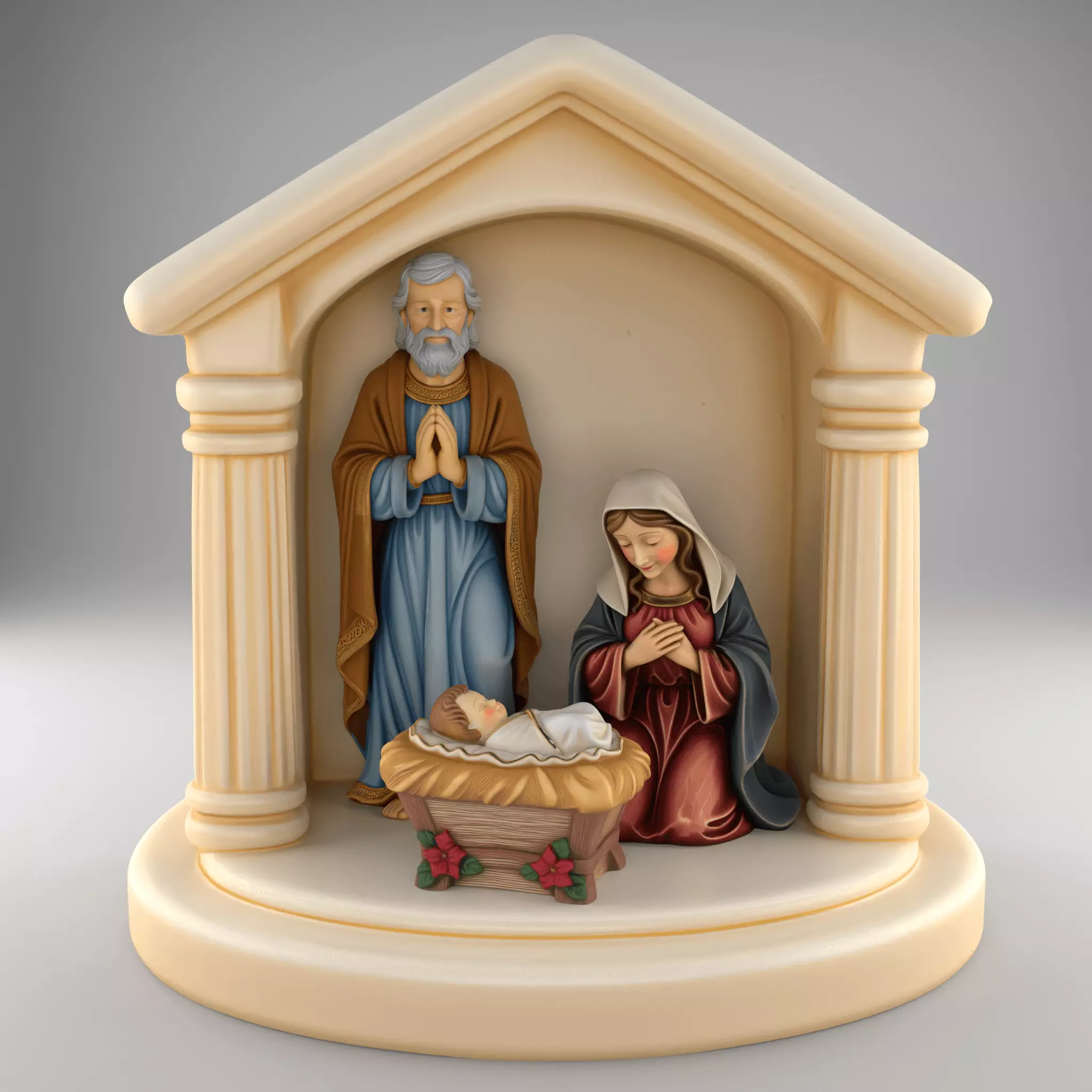 Nativity Holy Family STL separated Jesus Mary Joseph Manger 3D print model_0