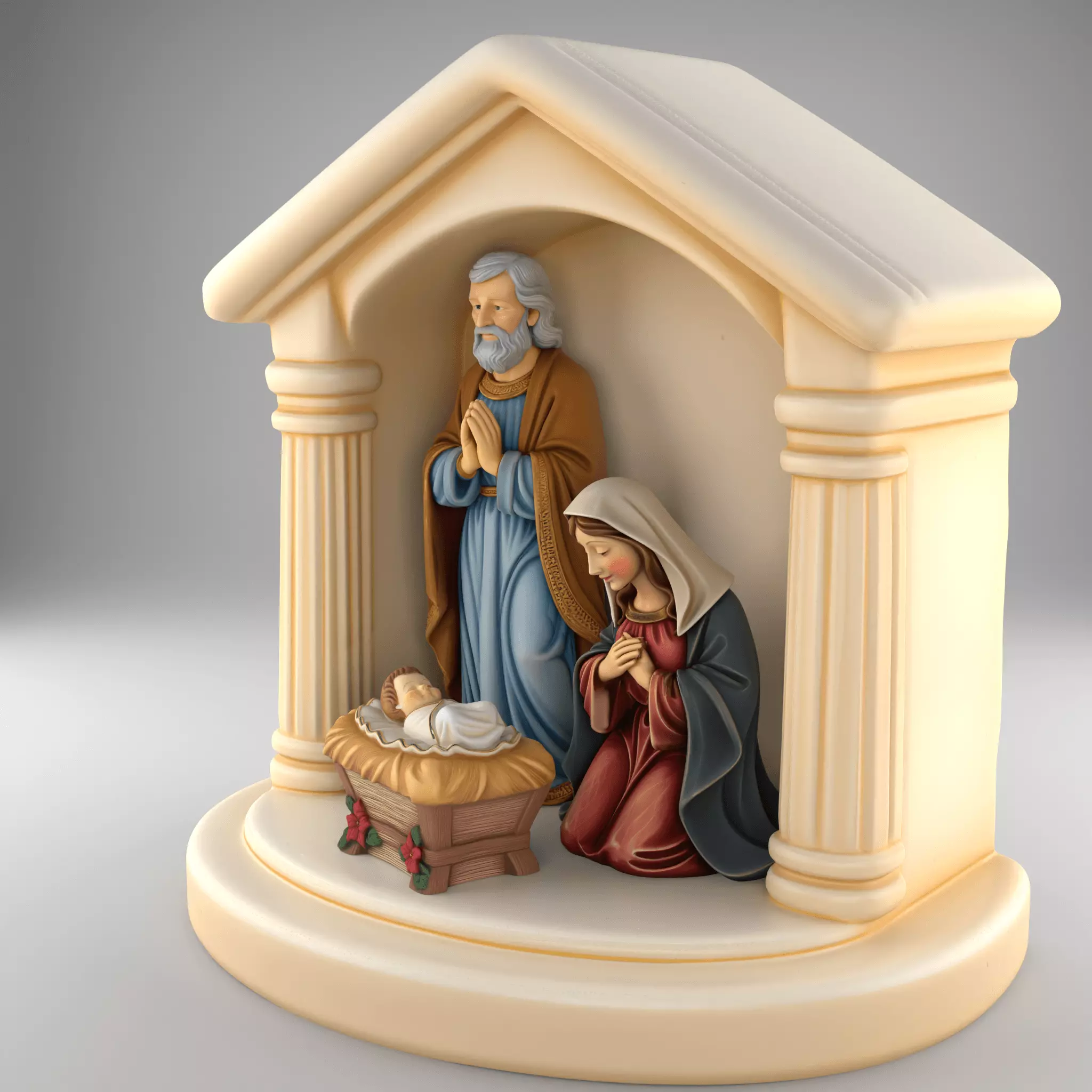 Nativity Holy Family STL separated Jesus Mary Joseph Manger 3D print model_1