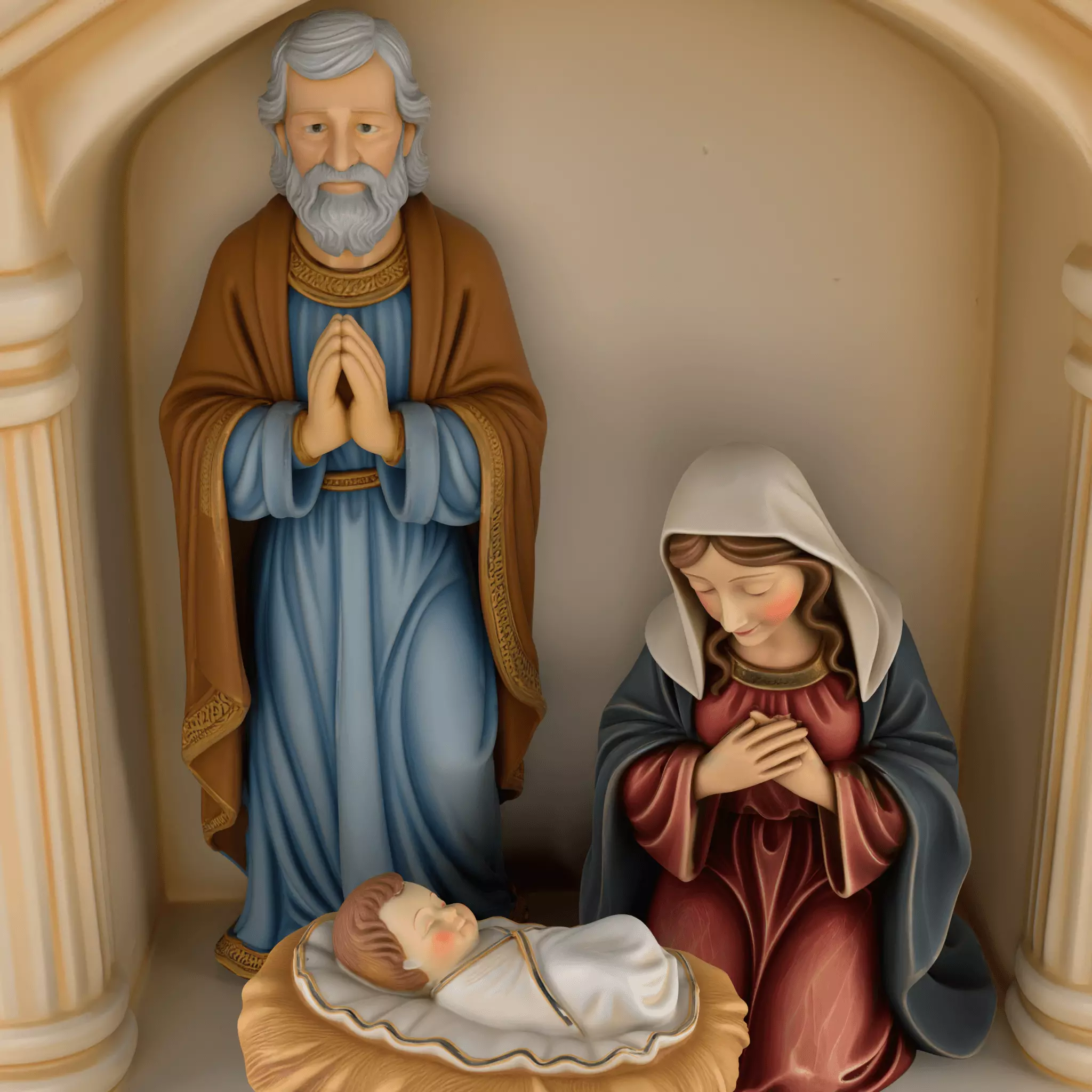 Nativity Holy Family STL separated Jesus Mary Joseph Manger 3D print model_3