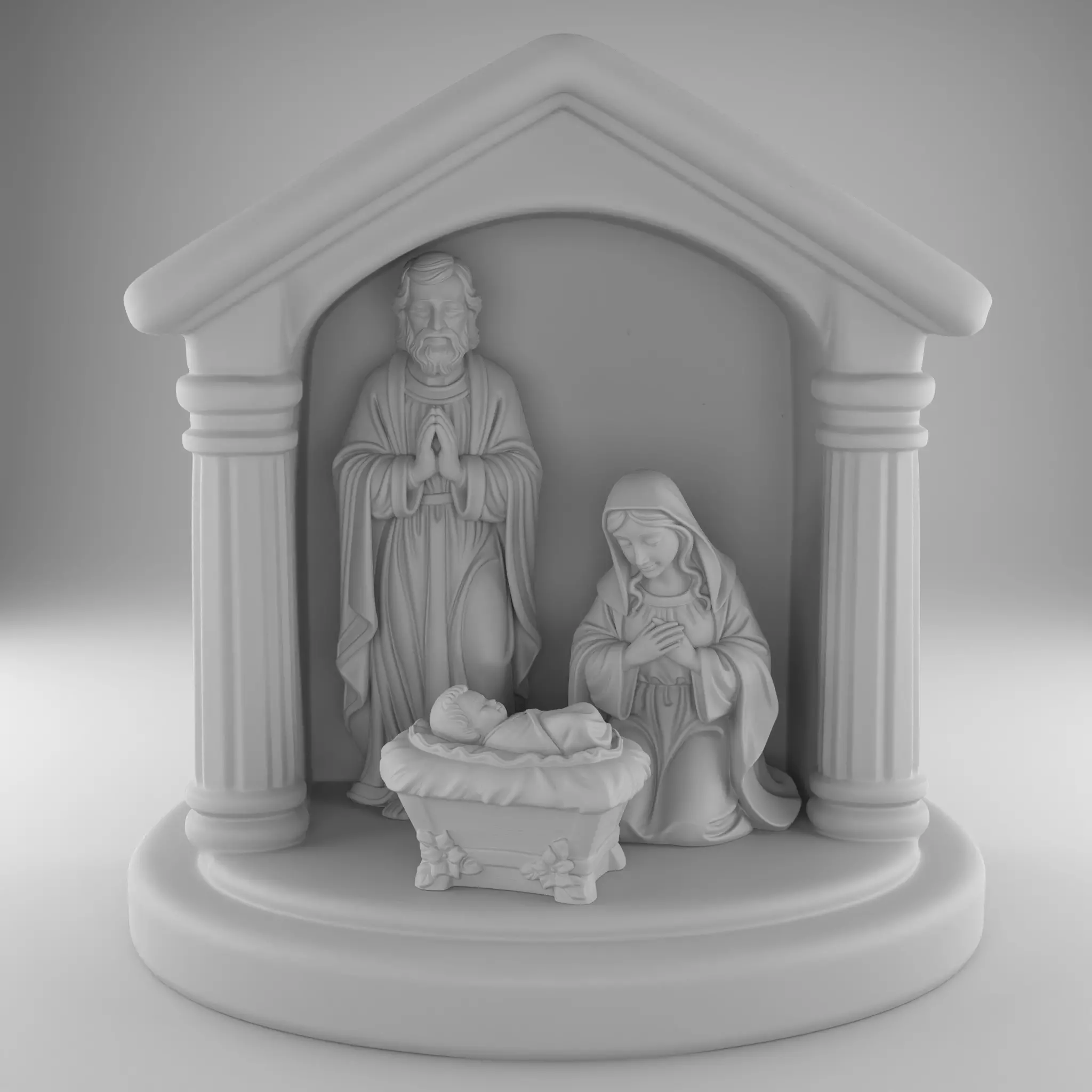Nativity Holy Family STL separated Jesus Mary Joseph Manger 3D print model_4