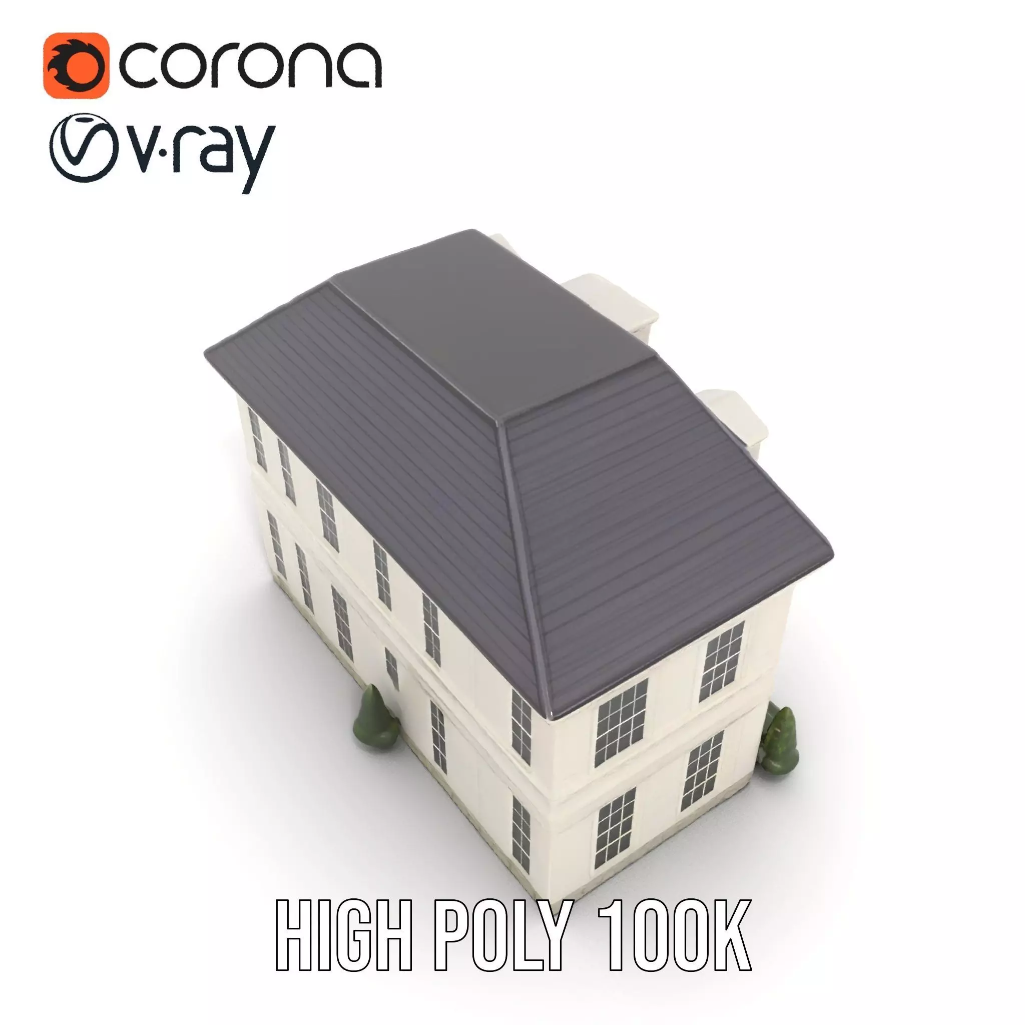 Classic White Mansion model pack Low-poly 3D model_15