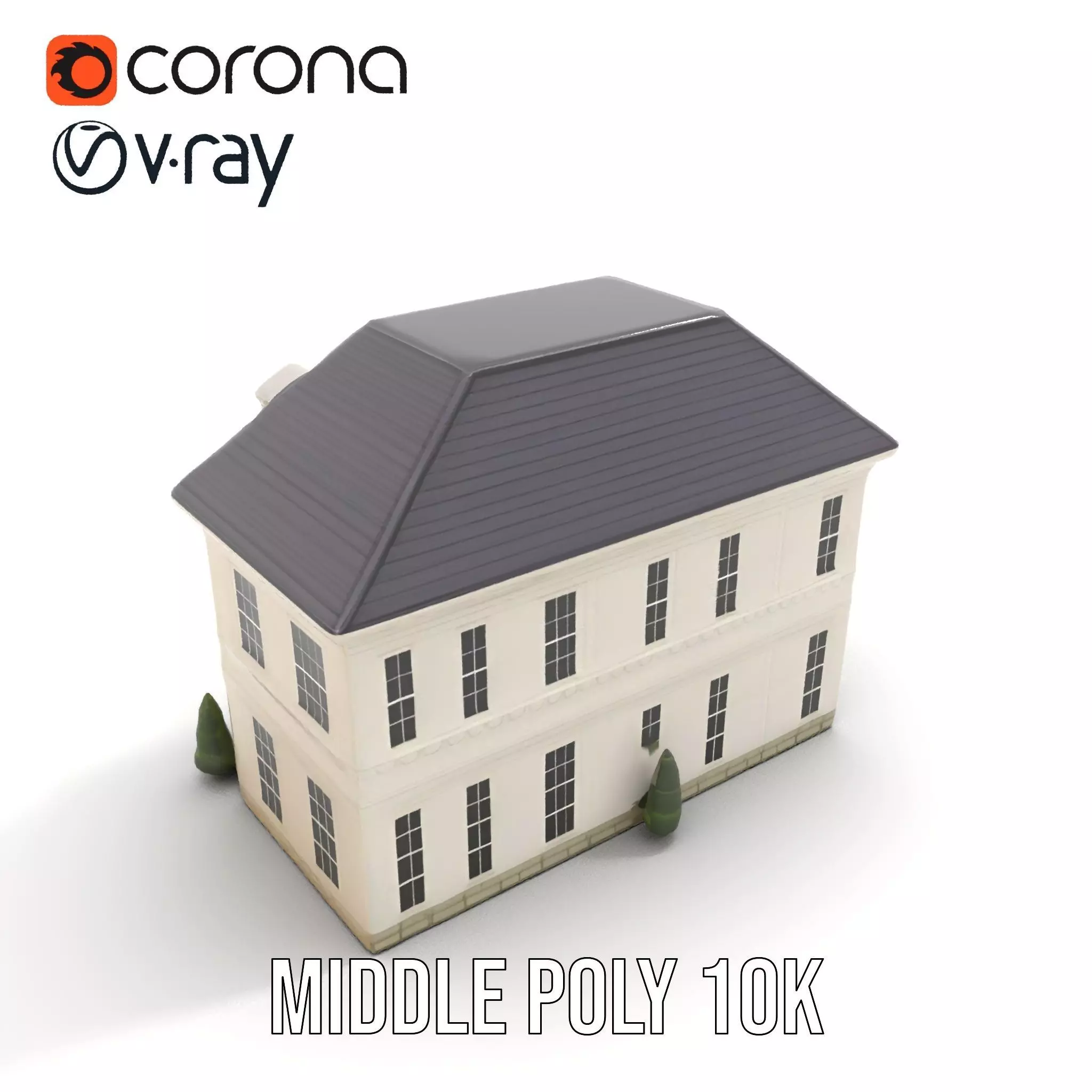 Classic White Mansion model pack Low-poly 3D model_27