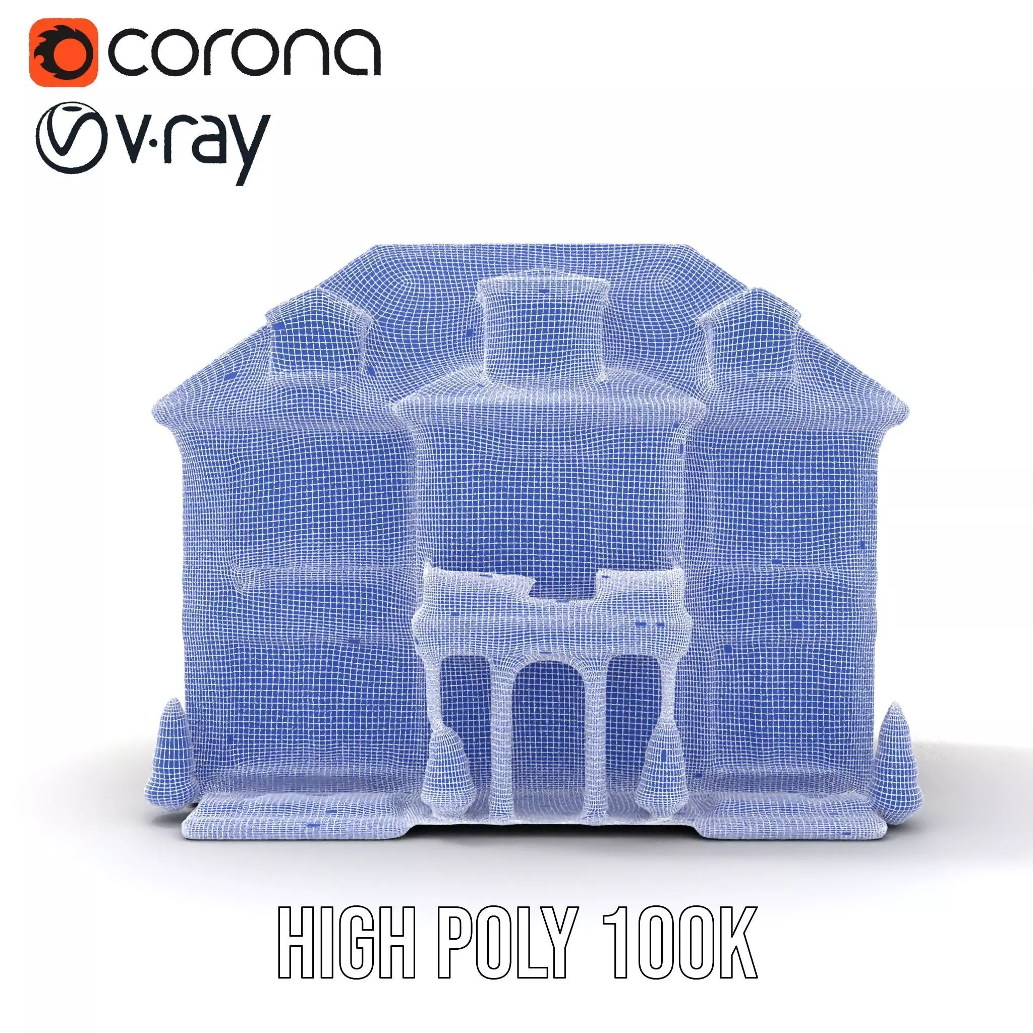 Classic White Mansion model pack Low-poly 3D model_26