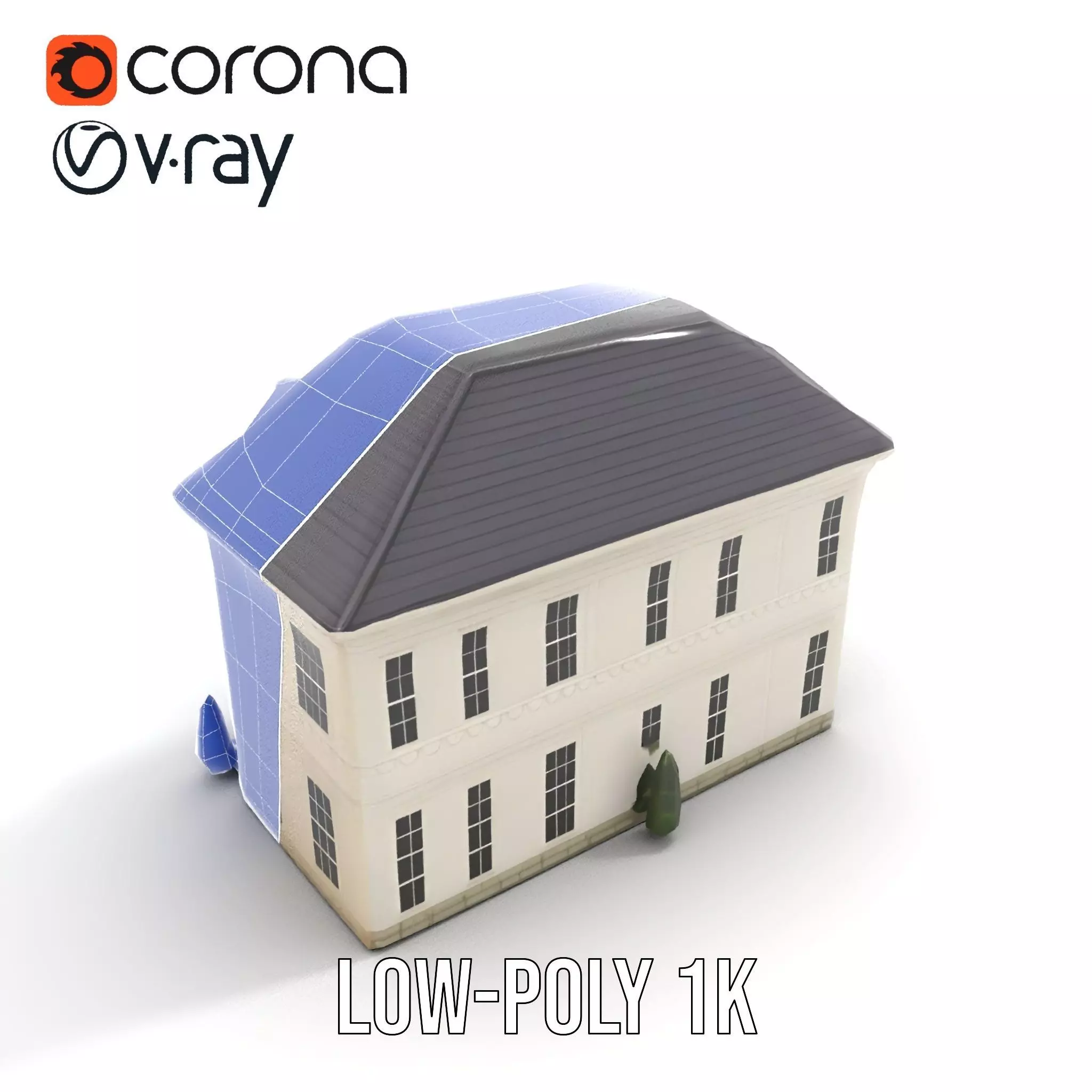 Classic White Mansion model pack Low-poly 3D model_25