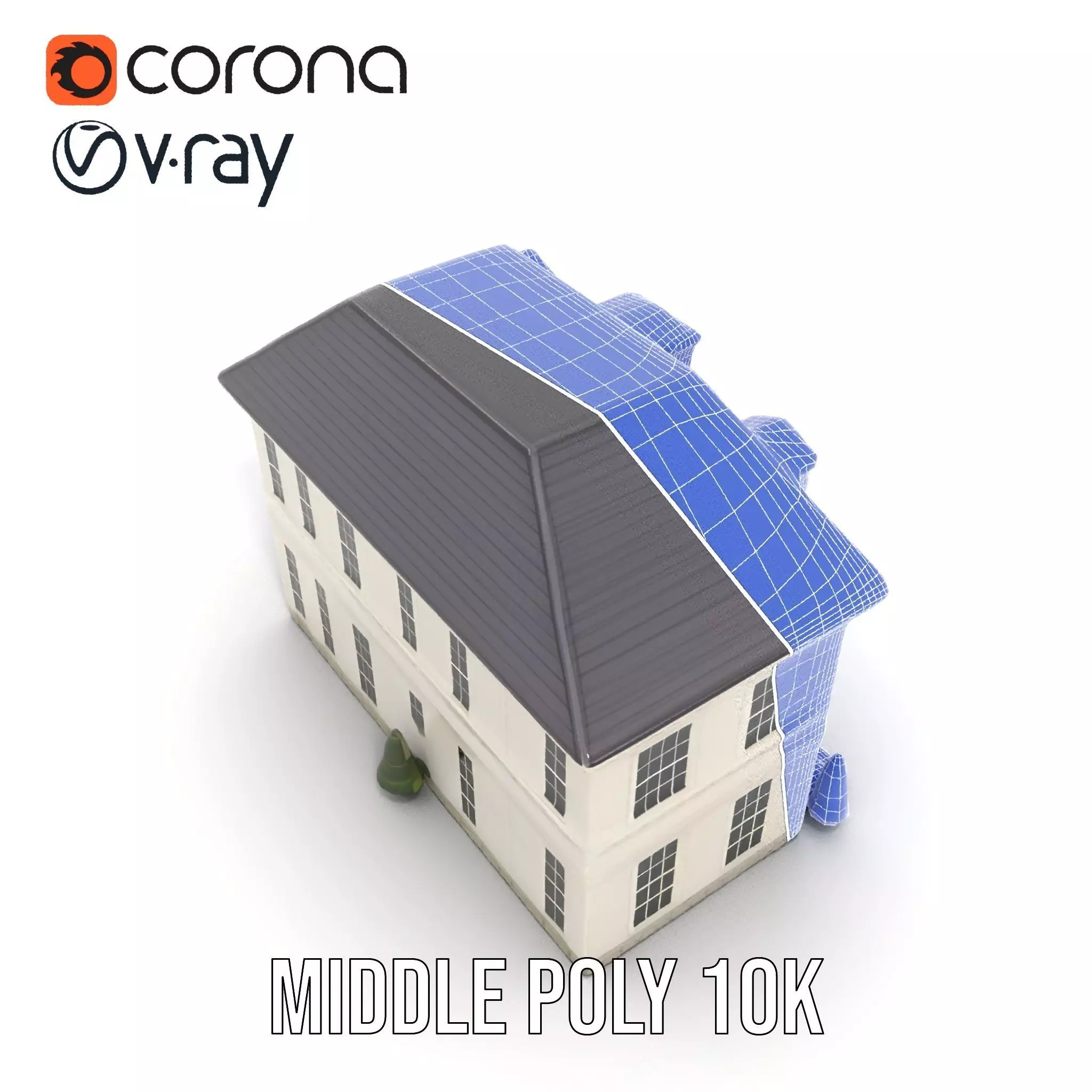 Classic White Mansion model pack Low-poly 3D model_18