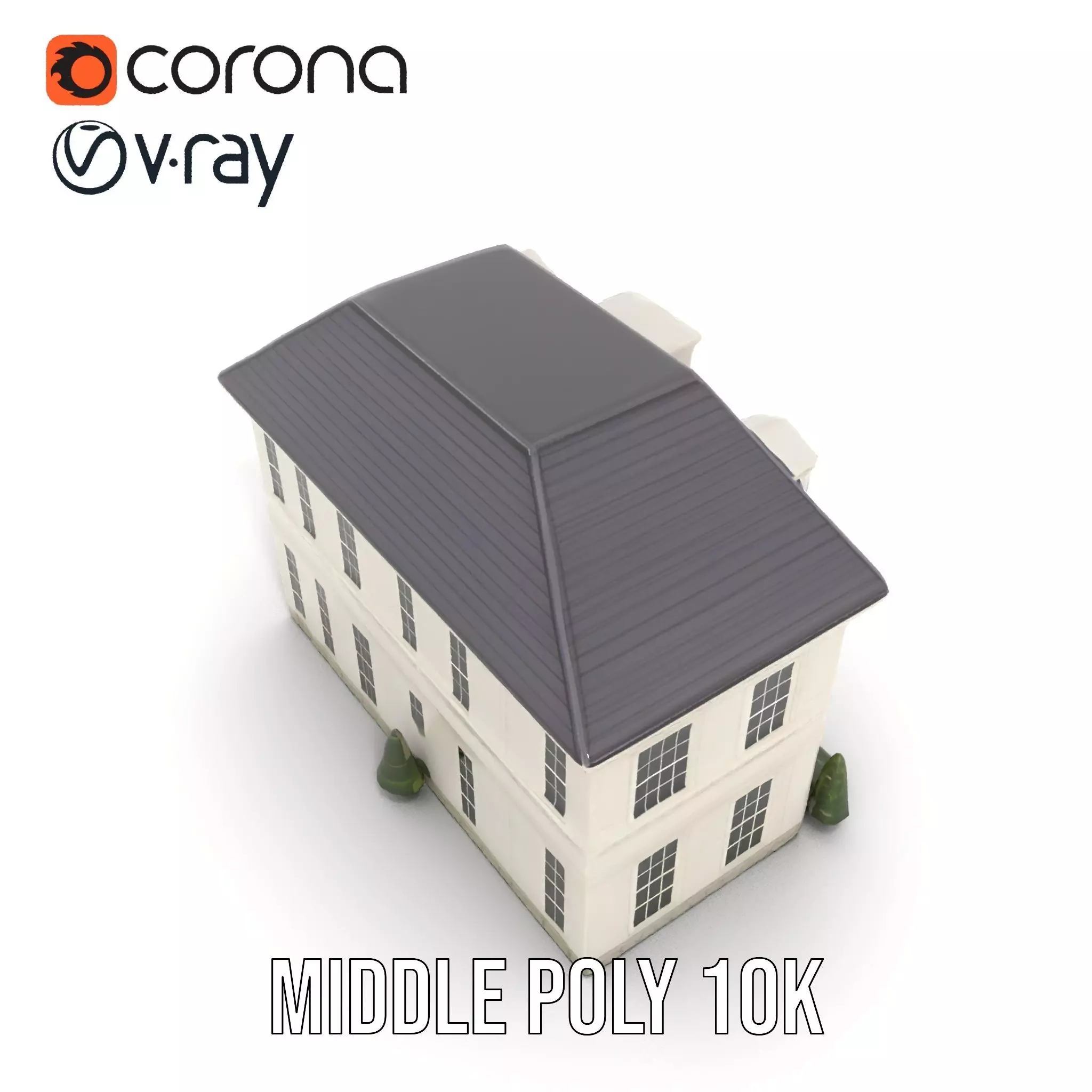 Classic White Mansion model pack Low-poly 3D model_5