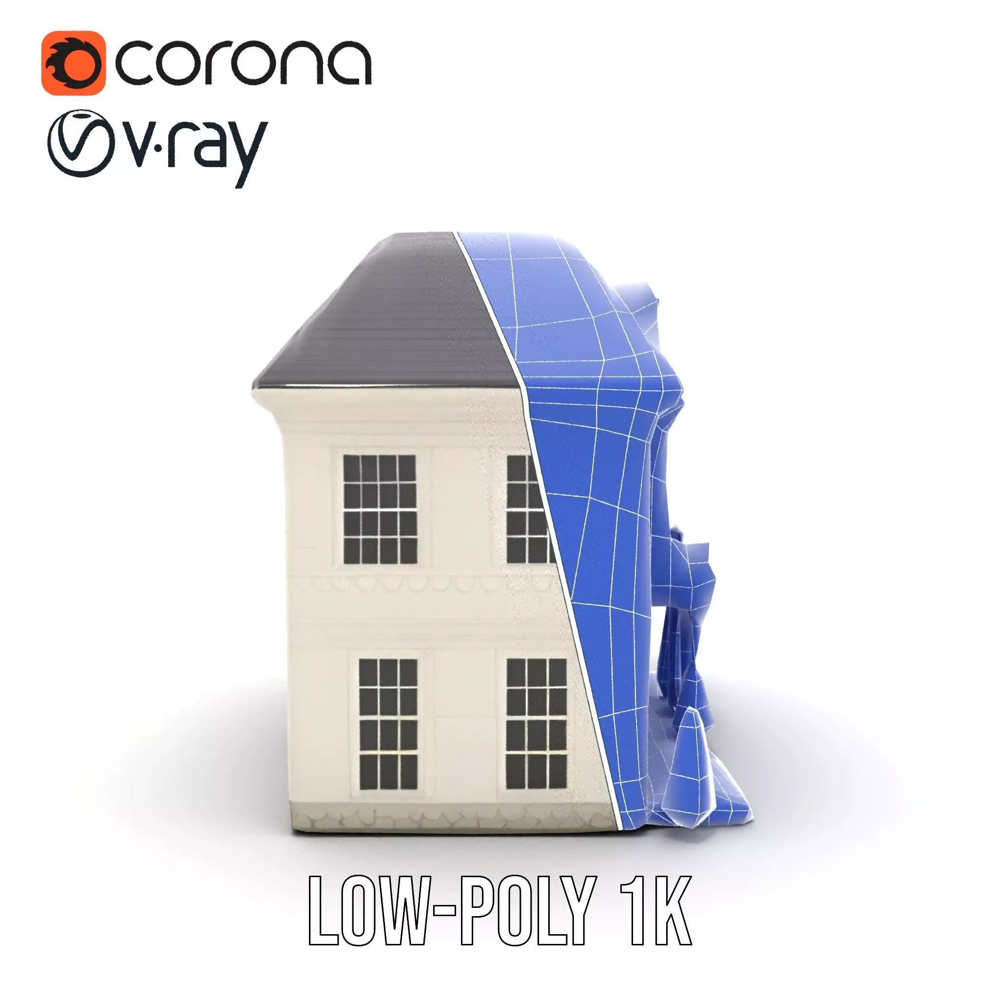 Classic White Mansion model pack Low-poly 3D model_28