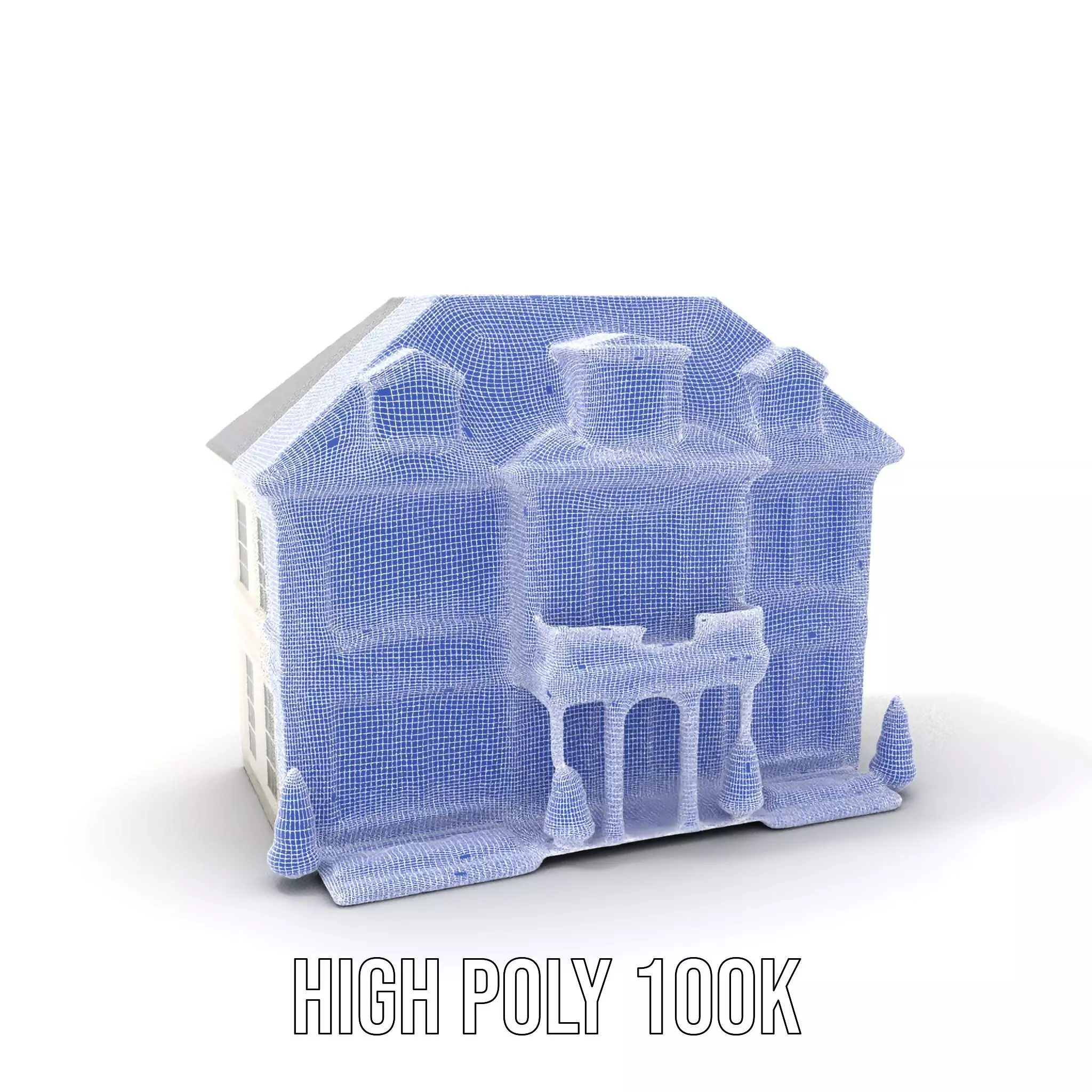 Classic White Mansion model pack Low-poly 3D model_4