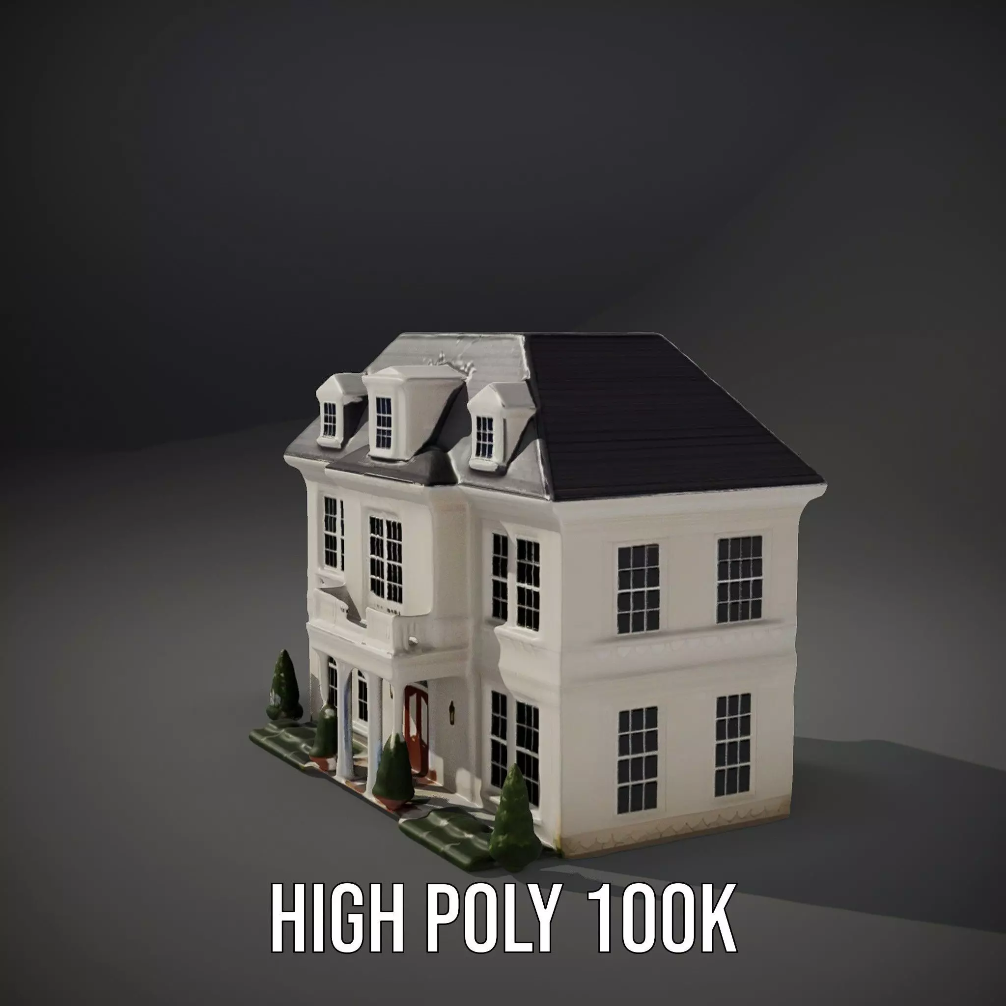 Classic White Mansion model pack Low-poly 3D model_10