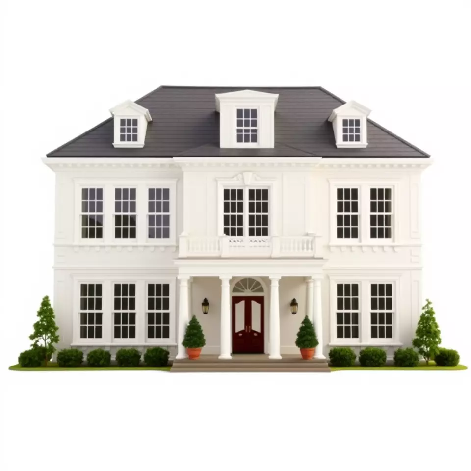 Classic White Mansion model pack Low-poly 3D model_2