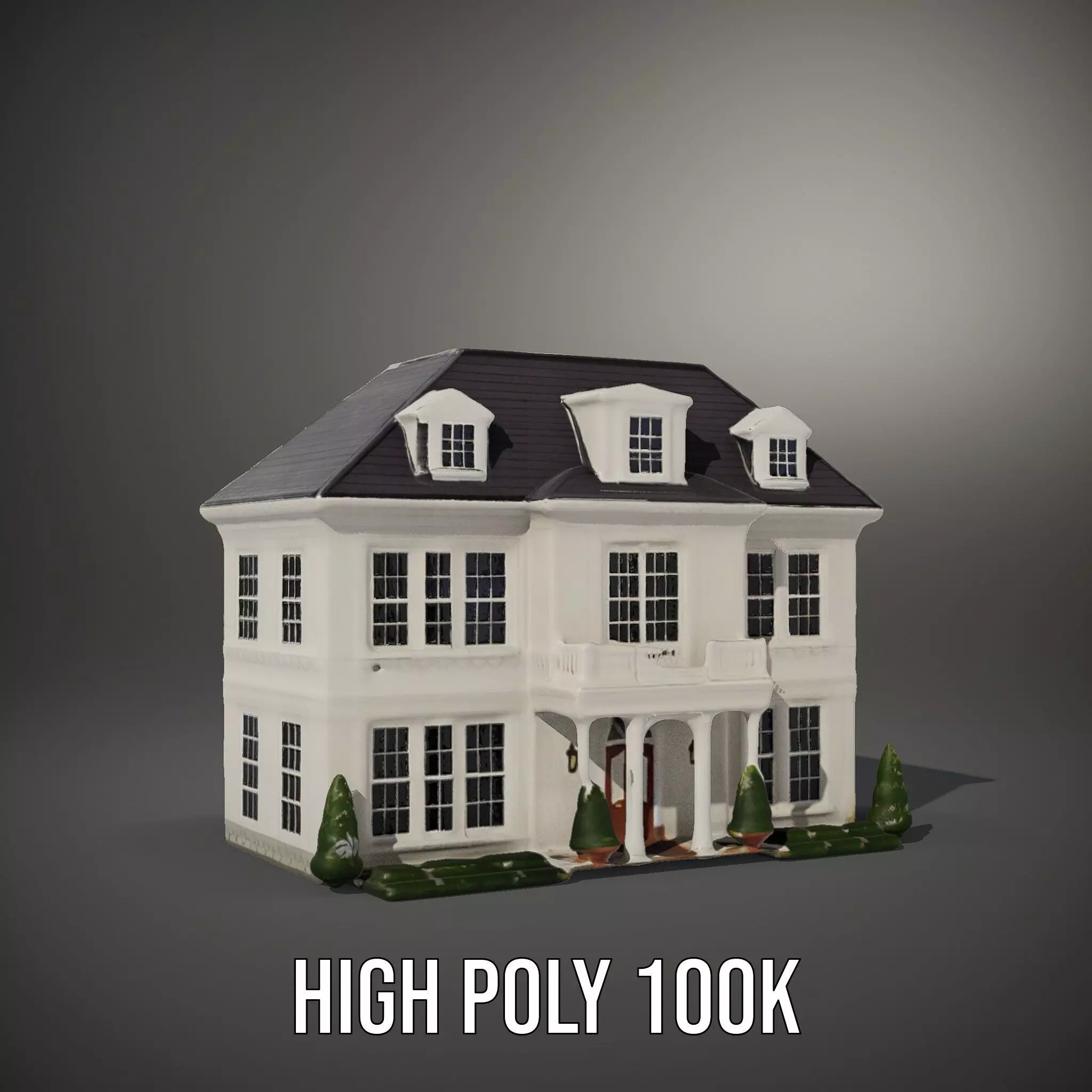 Classic White Mansion model pack Low-poly 3D model_8