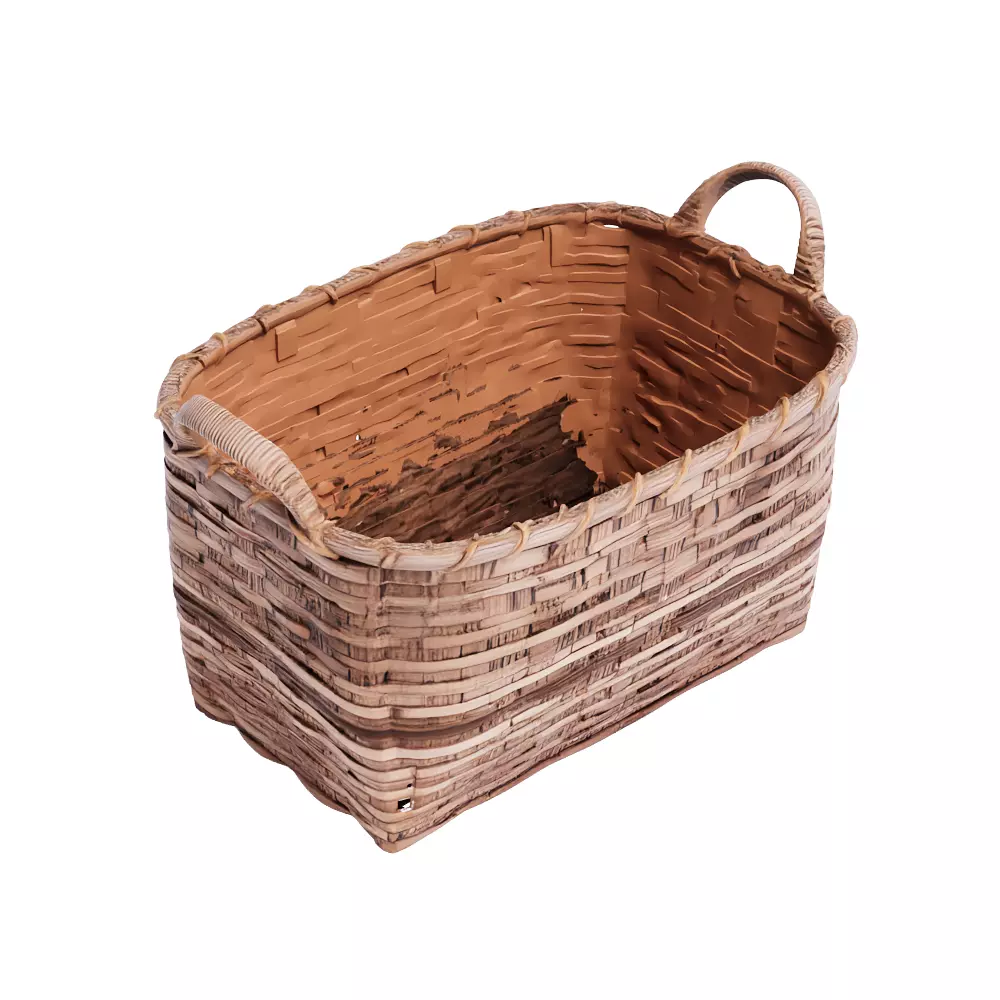 Woven wicker pasket 3D model_3