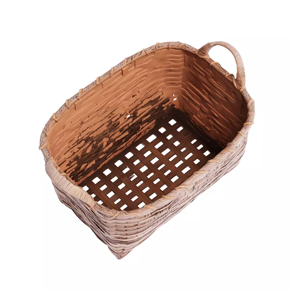 Woven wicker pasket 3D model_4