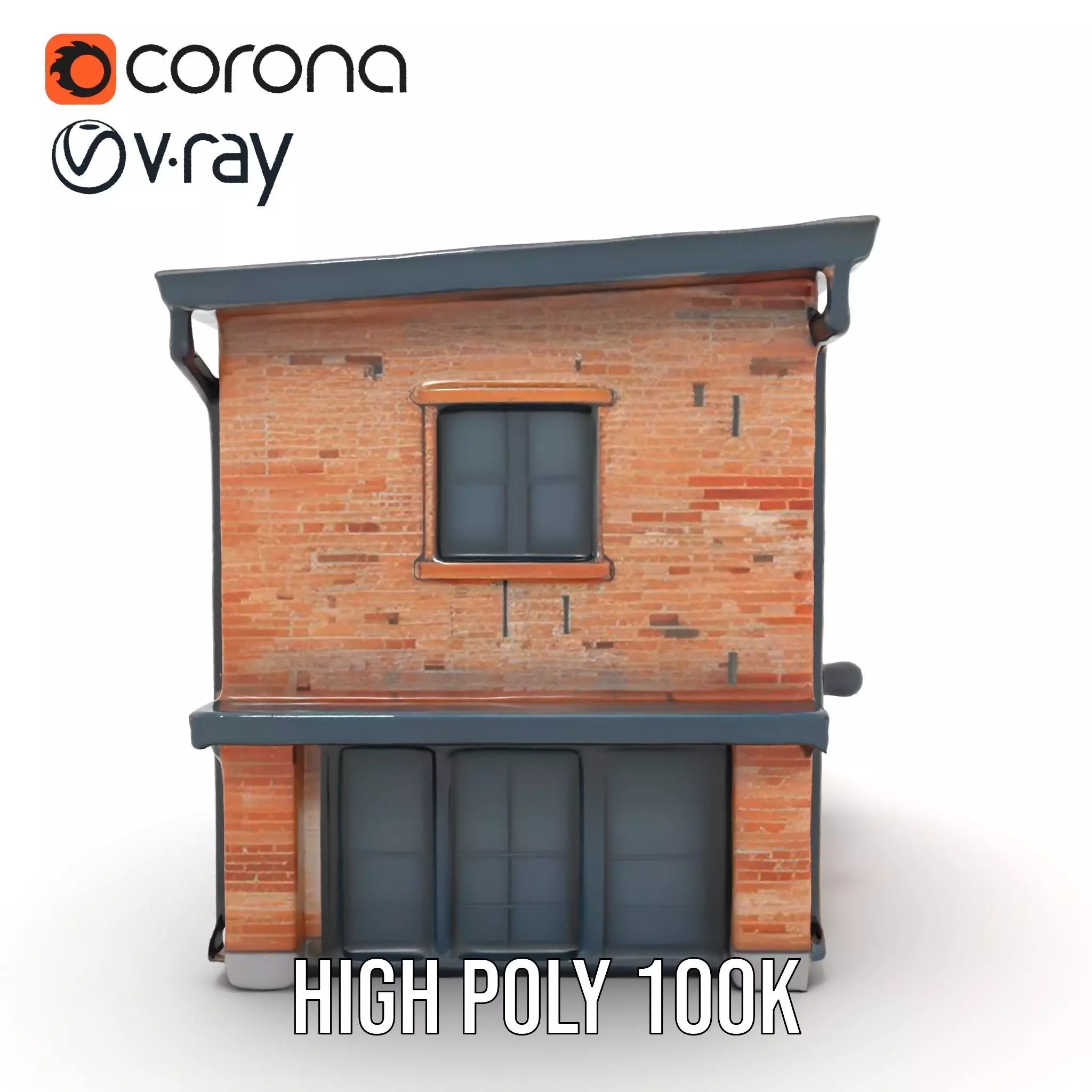 Red Brick House model pack Low-poly 3D model_26