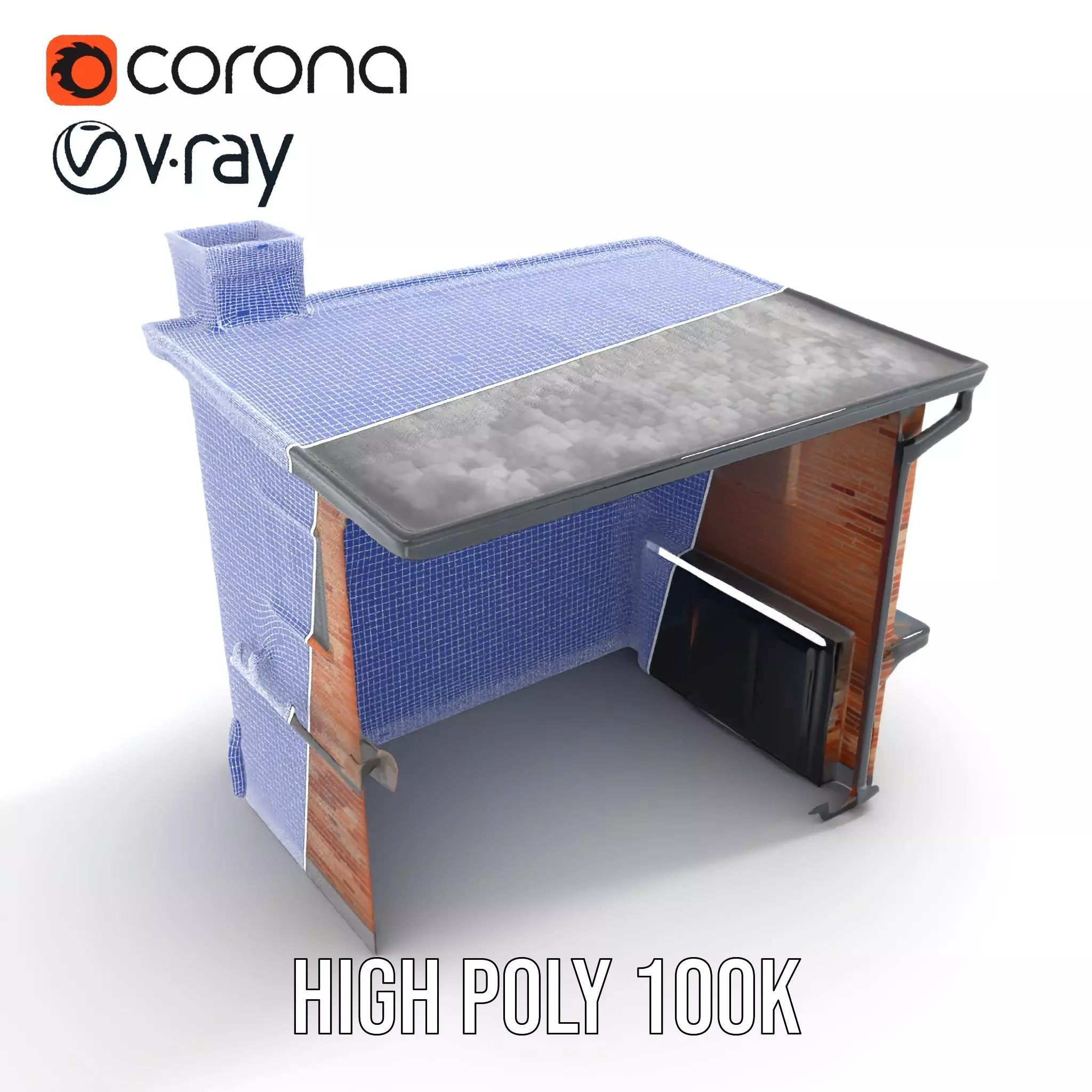 Red Brick House model pack Low-poly 3D model_20