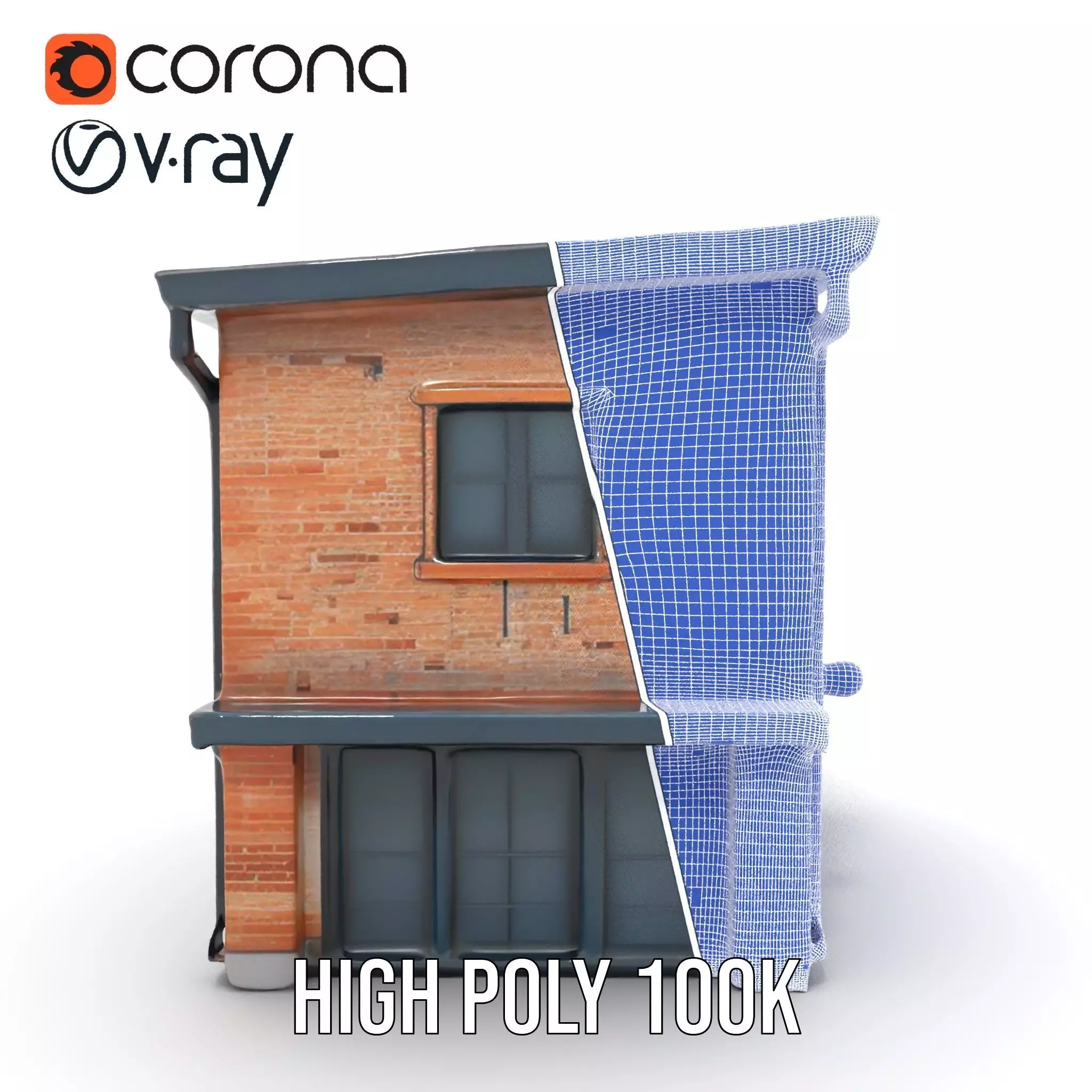 Red Brick House model pack Low-poly 3D model_34
