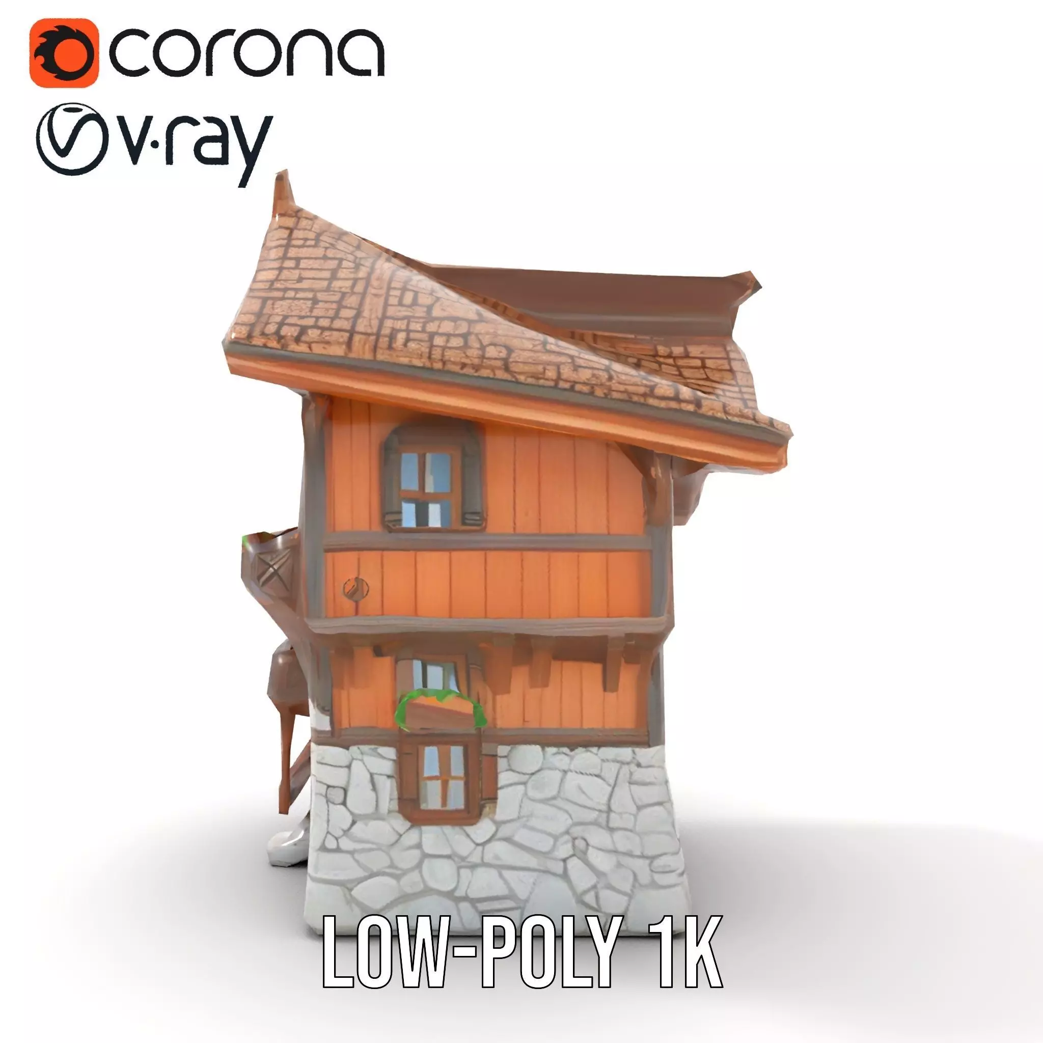 Rustic Wooden House model pack Low-poly 3D model_25
