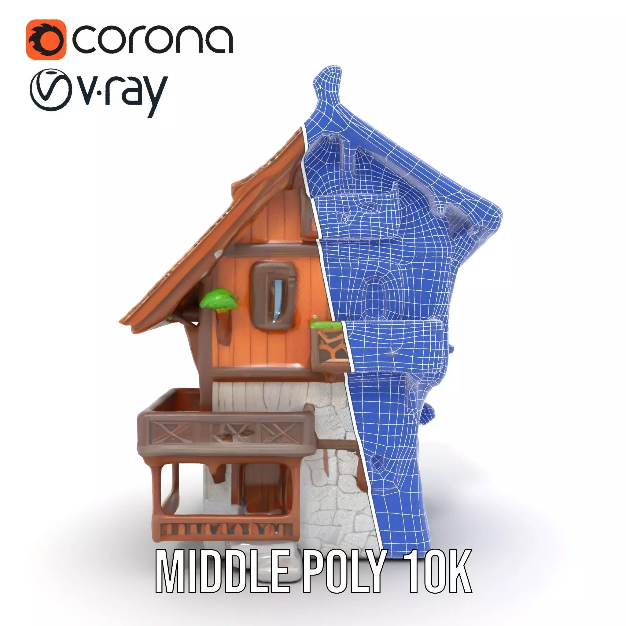 Rustic Wooden House model pack Low-poly 3D model_21