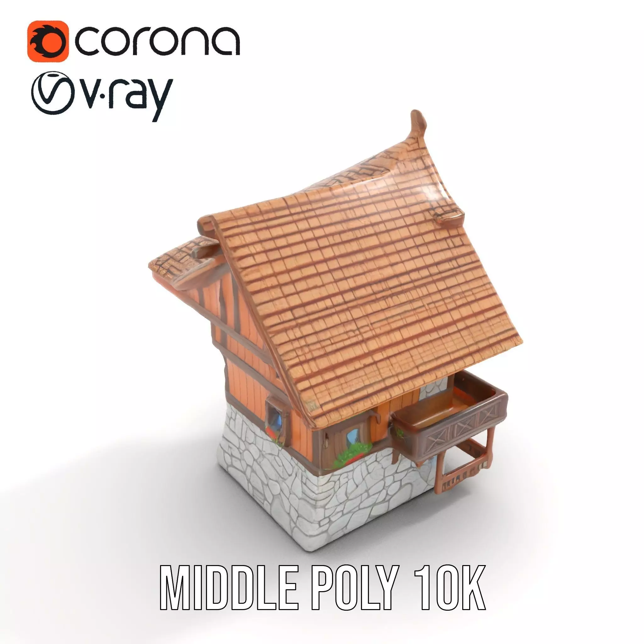 Rustic Wooden House model pack Low-poly 3D model_6
