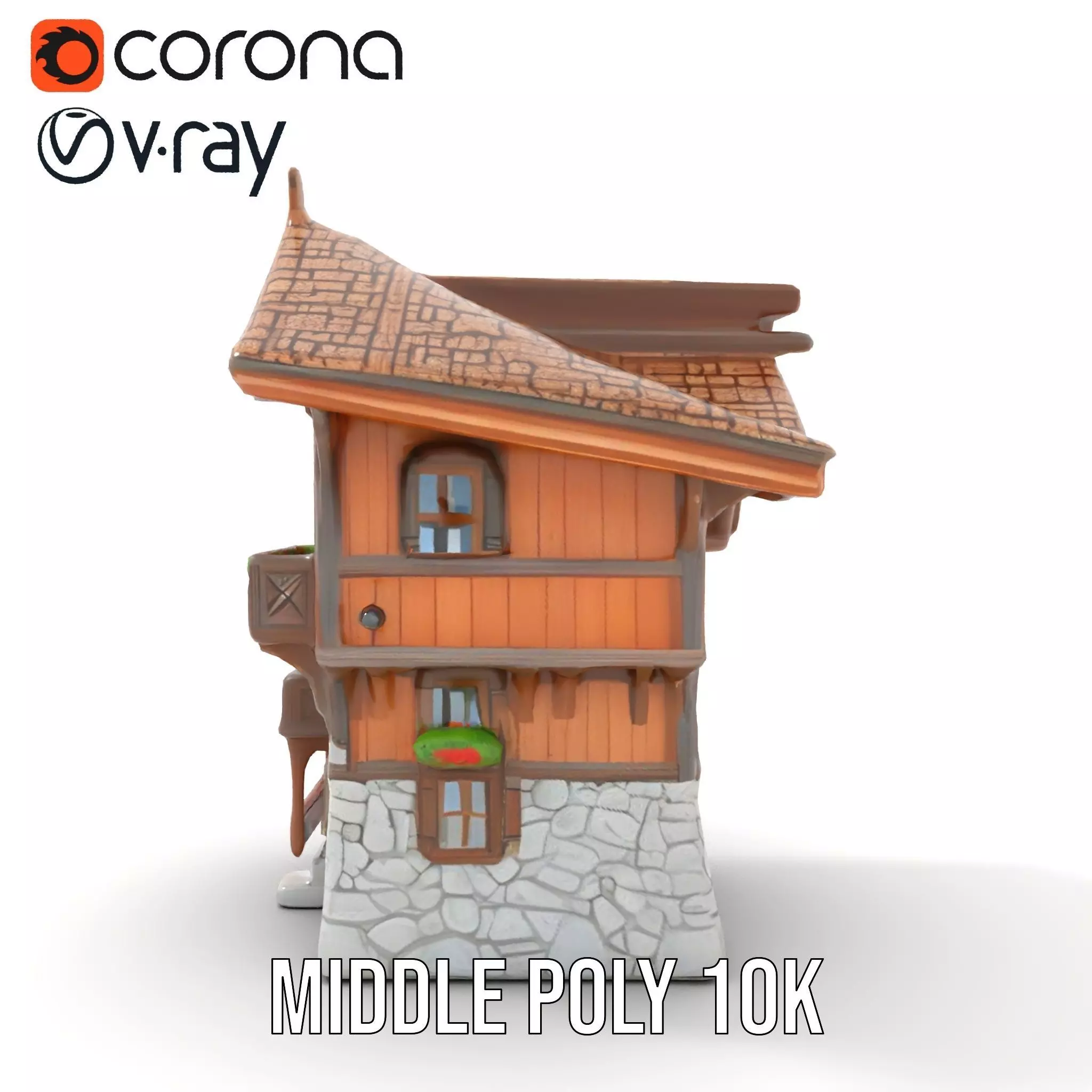 Rustic Wooden House model pack Low-poly 3D model_18