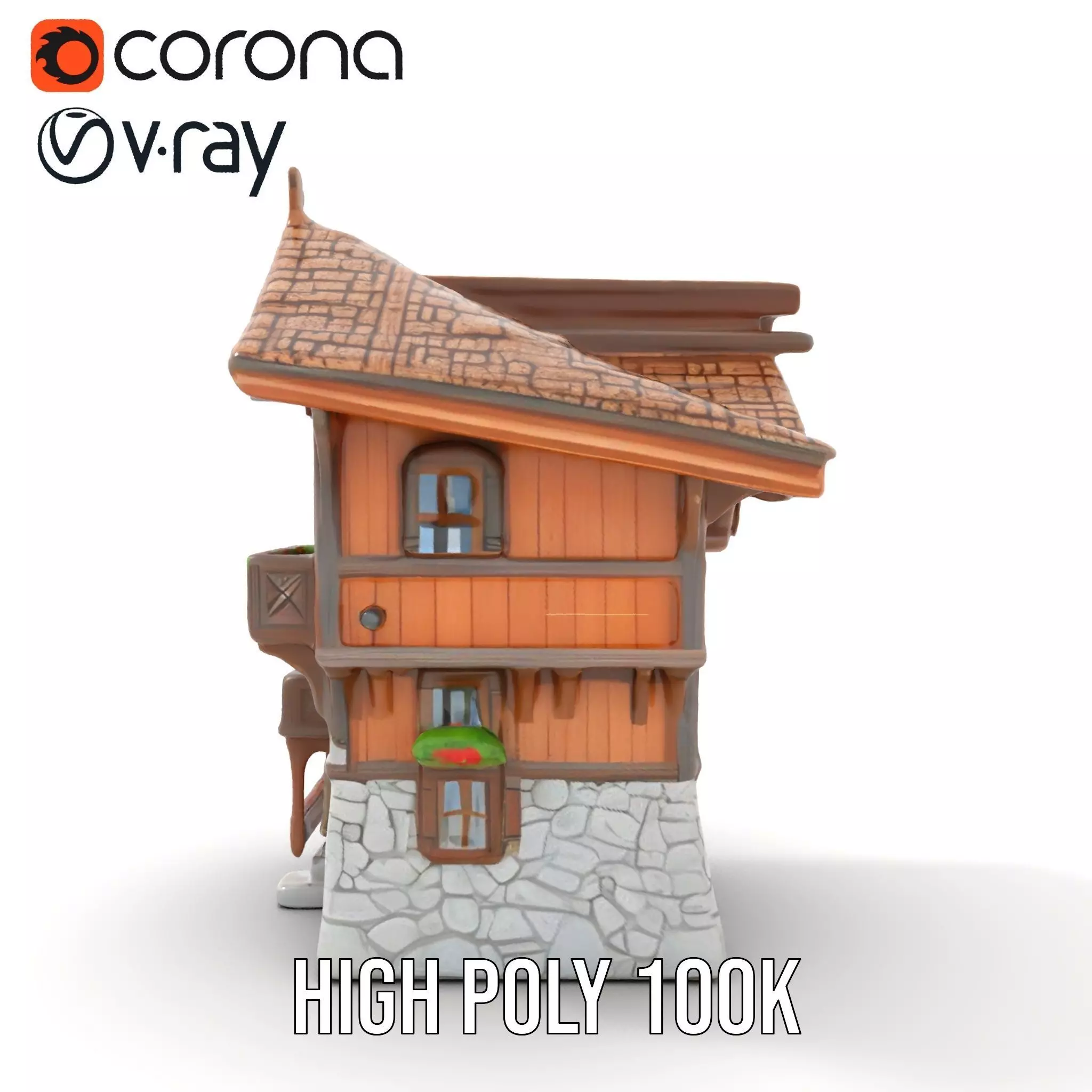 Rustic Wooden House model pack Low-poly 3D model_29