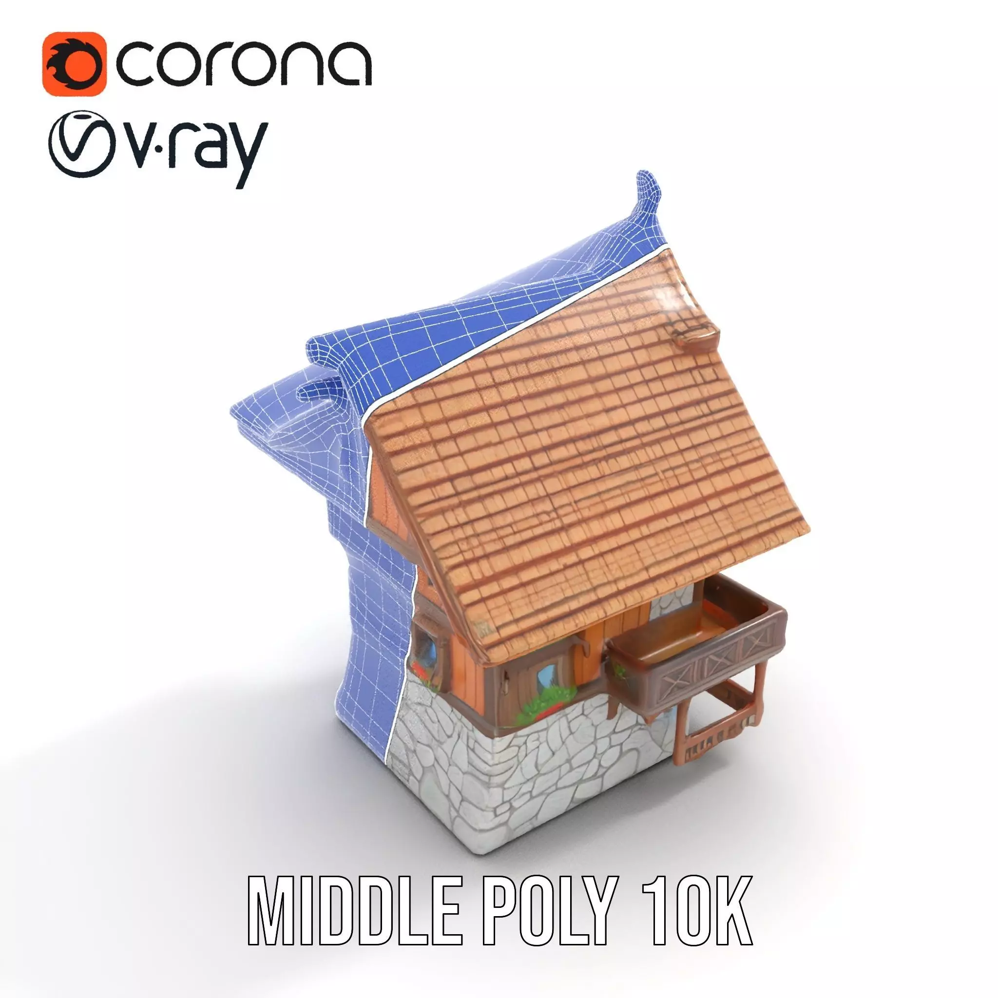Rustic Wooden House model pack Low-poly 3D model_30
