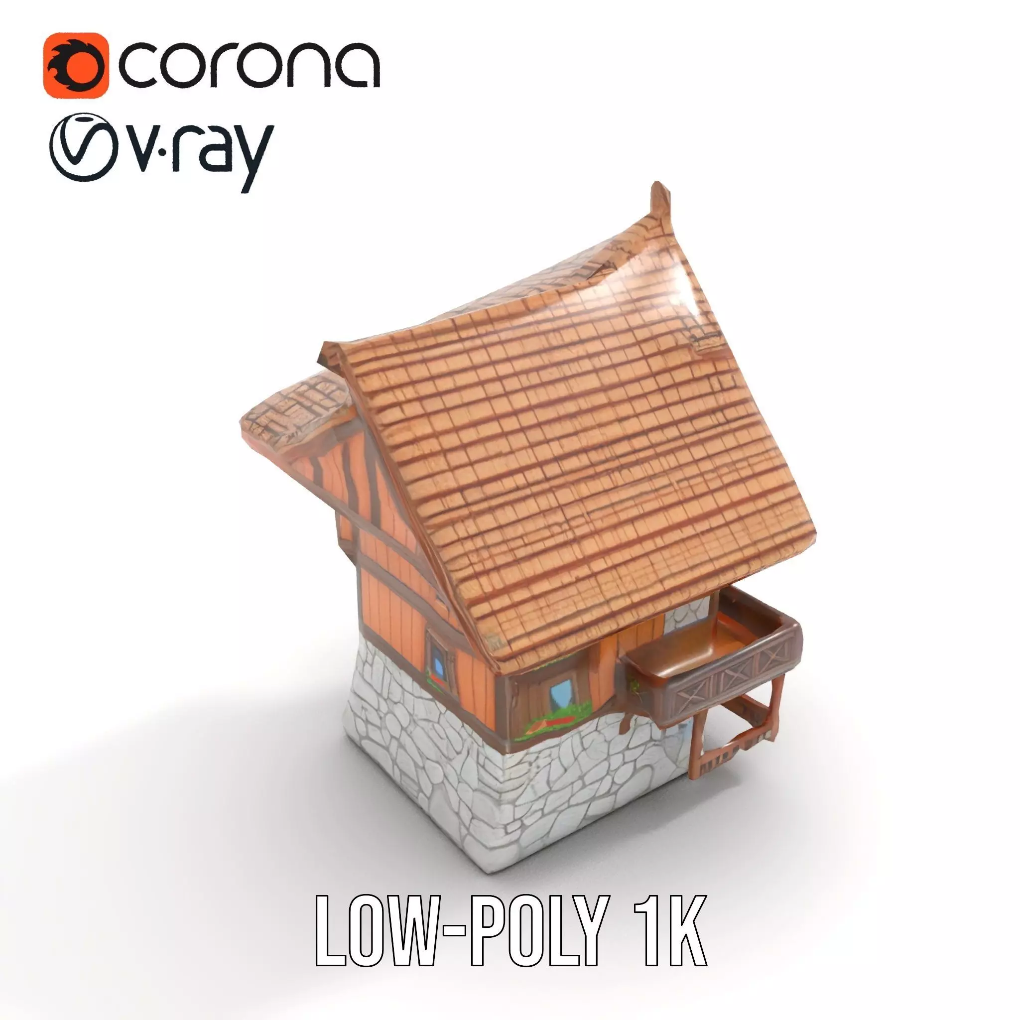 Rustic Wooden House model pack Low-poly 3D model_7