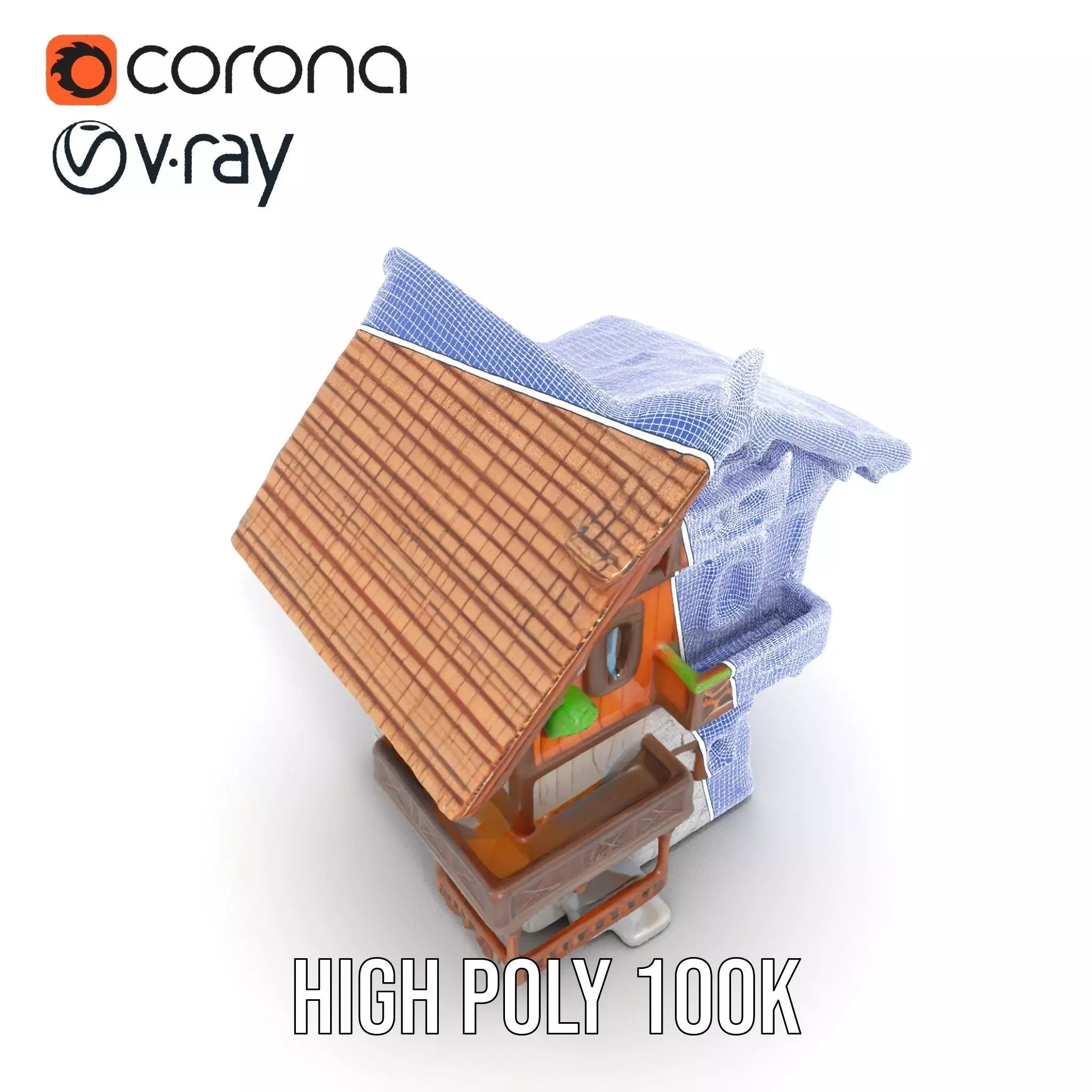 Rustic Wooden House model pack Low-poly 3D model_26