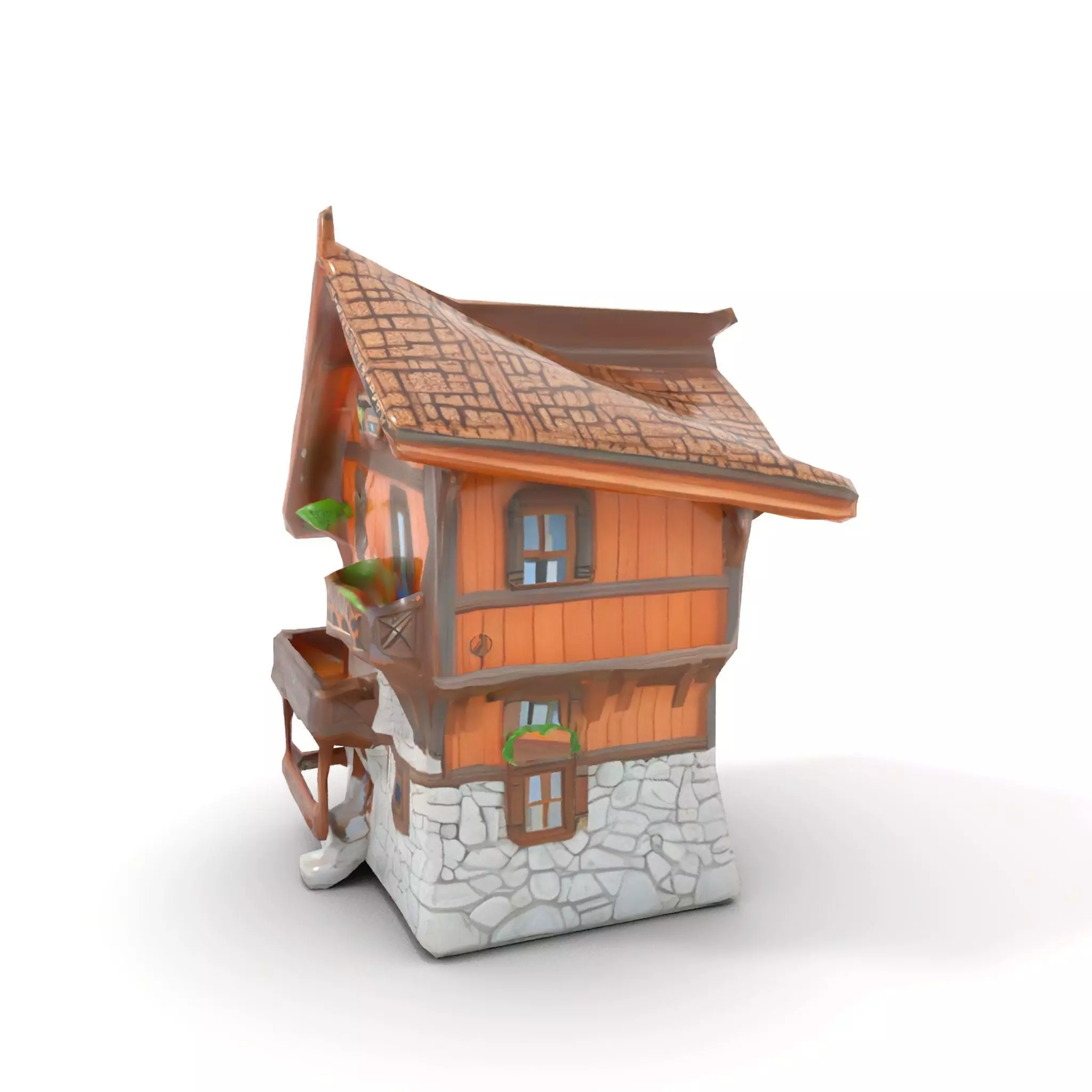 Rustic Wooden House model pack Low-poly 3D model_14