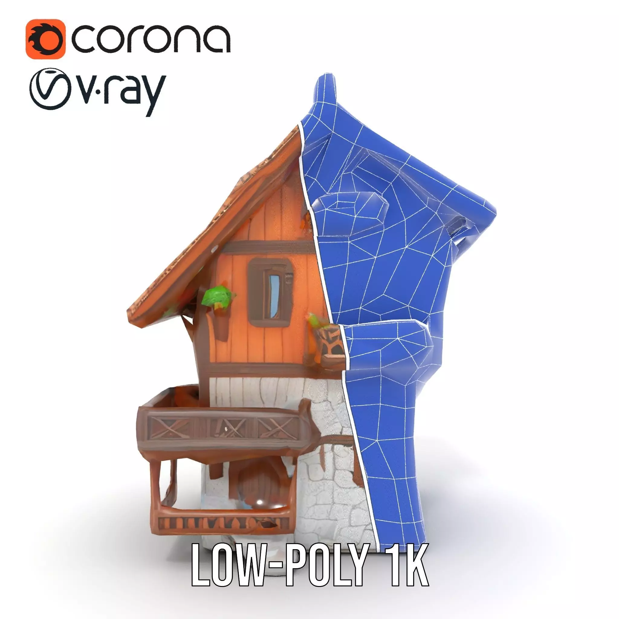 Rustic Wooden House model pack Low-poly 3D model_28
