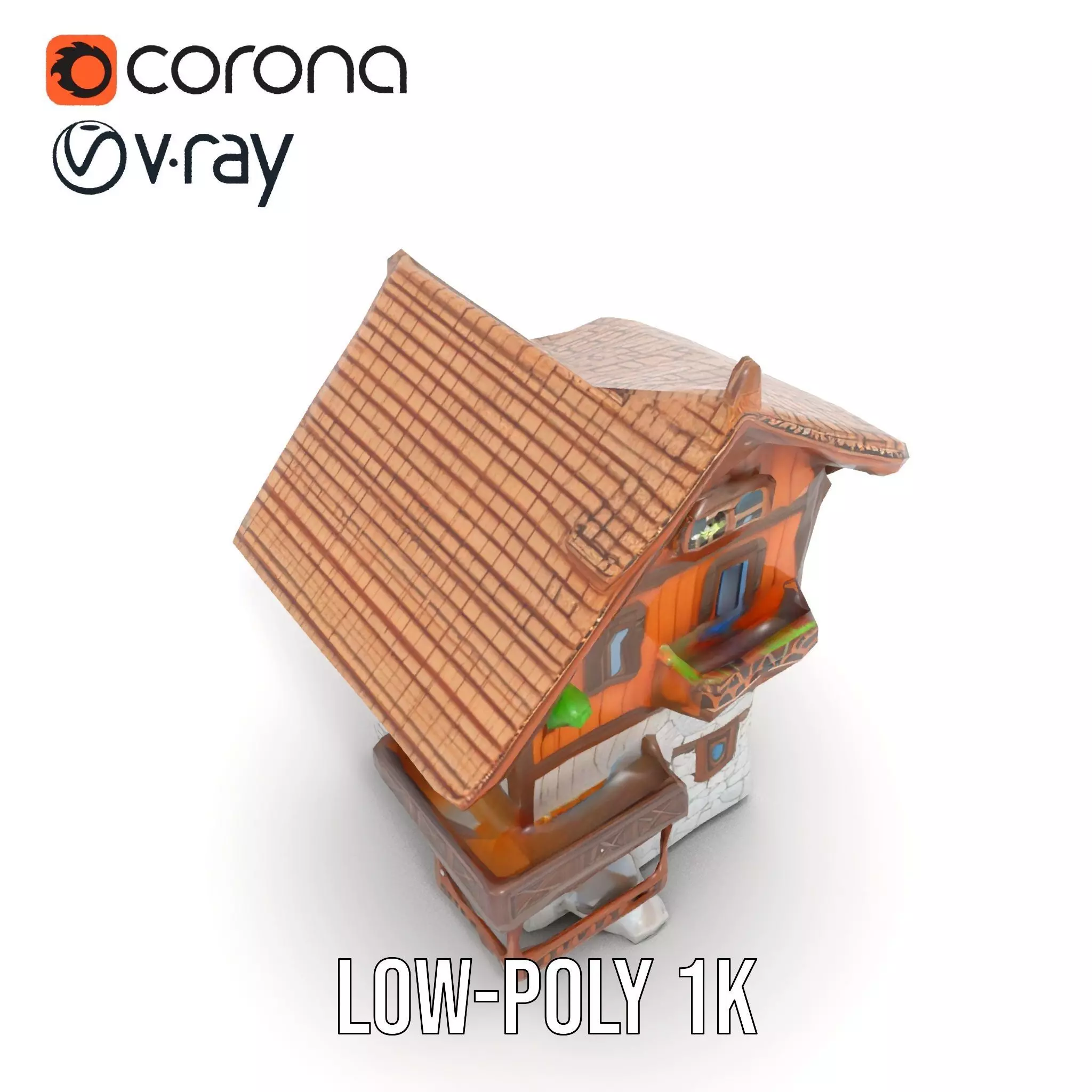 Rustic Wooden House model pack Low-poly 3D model_22