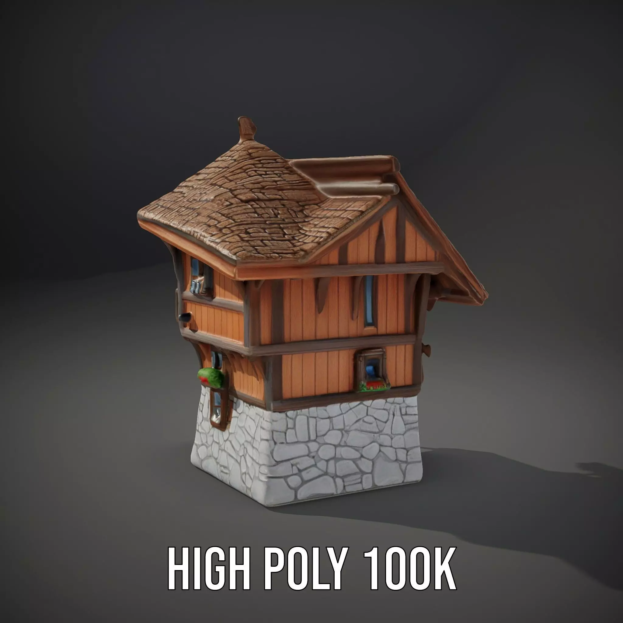 Rustic Wooden House model pack Low-poly 3D model_10