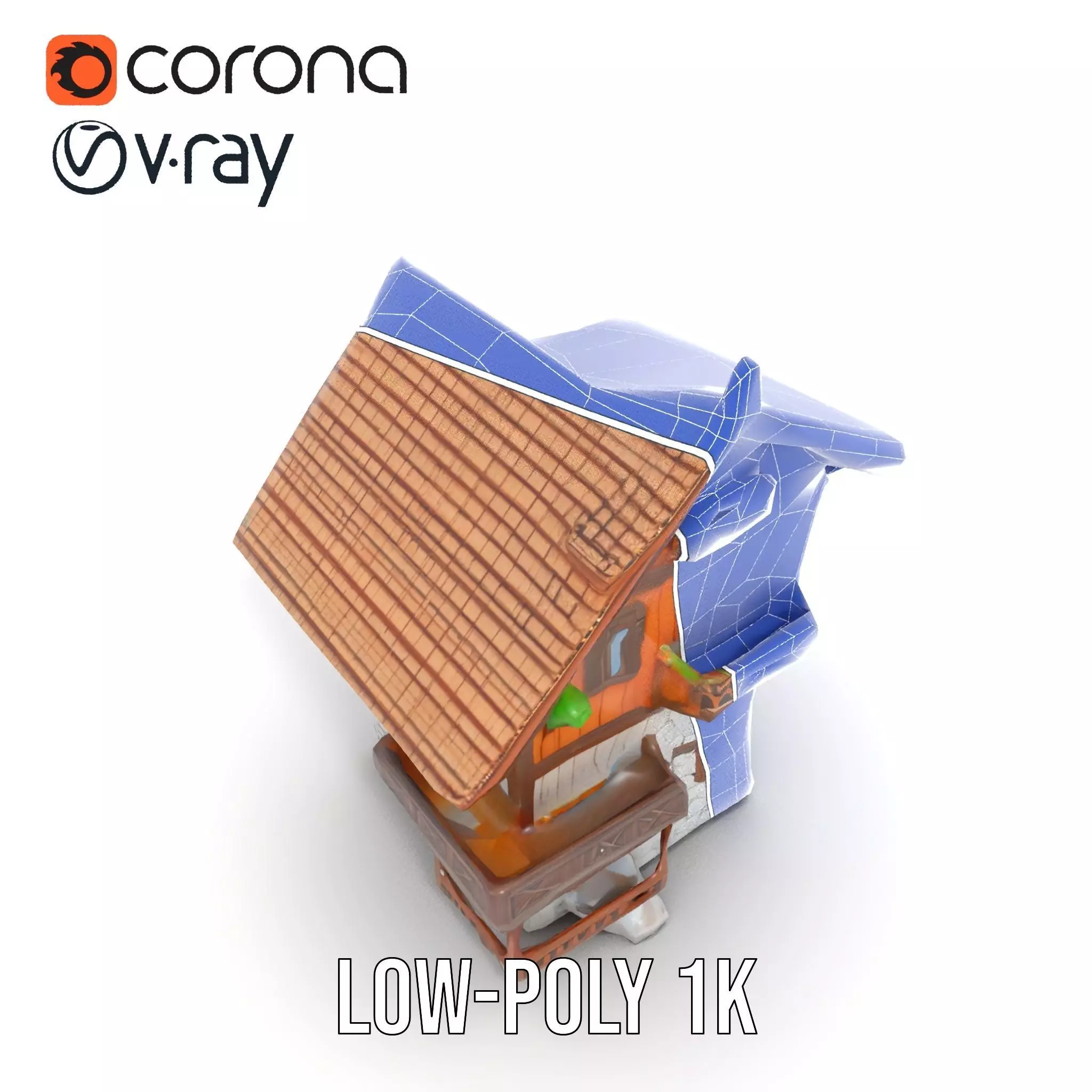 Rustic Wooden House model pack Low-poly 3D model_16