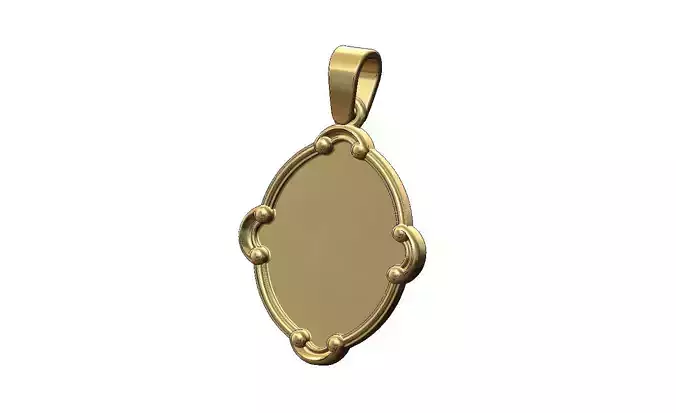 Oval carved scroll engravable pendant charm with bail