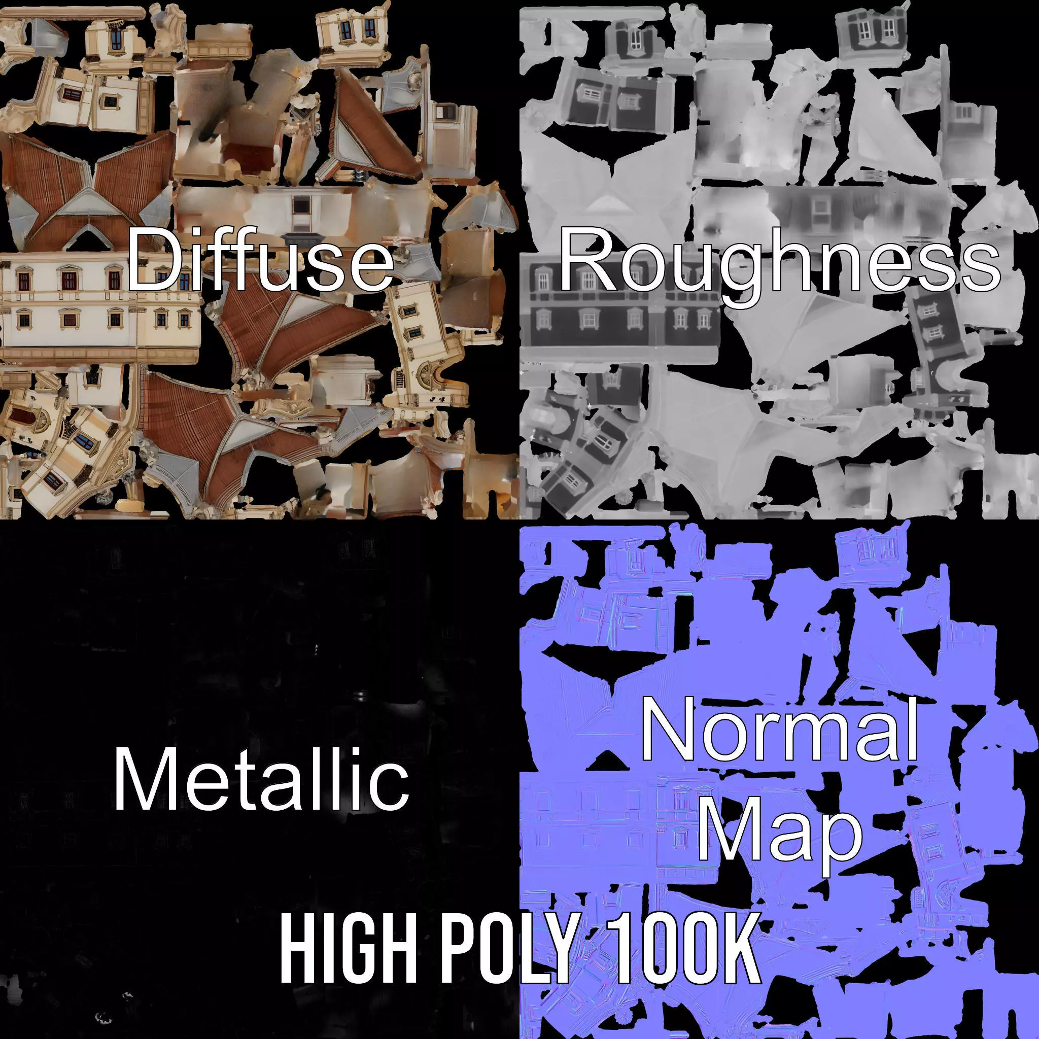 Classic Beige Manor model pack Low-poly 3D model_3