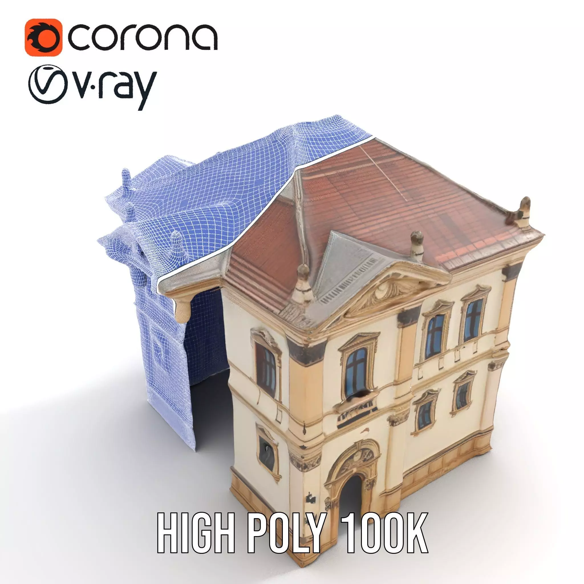 Classic Beige Manor model pack Low-poly 3D model_19