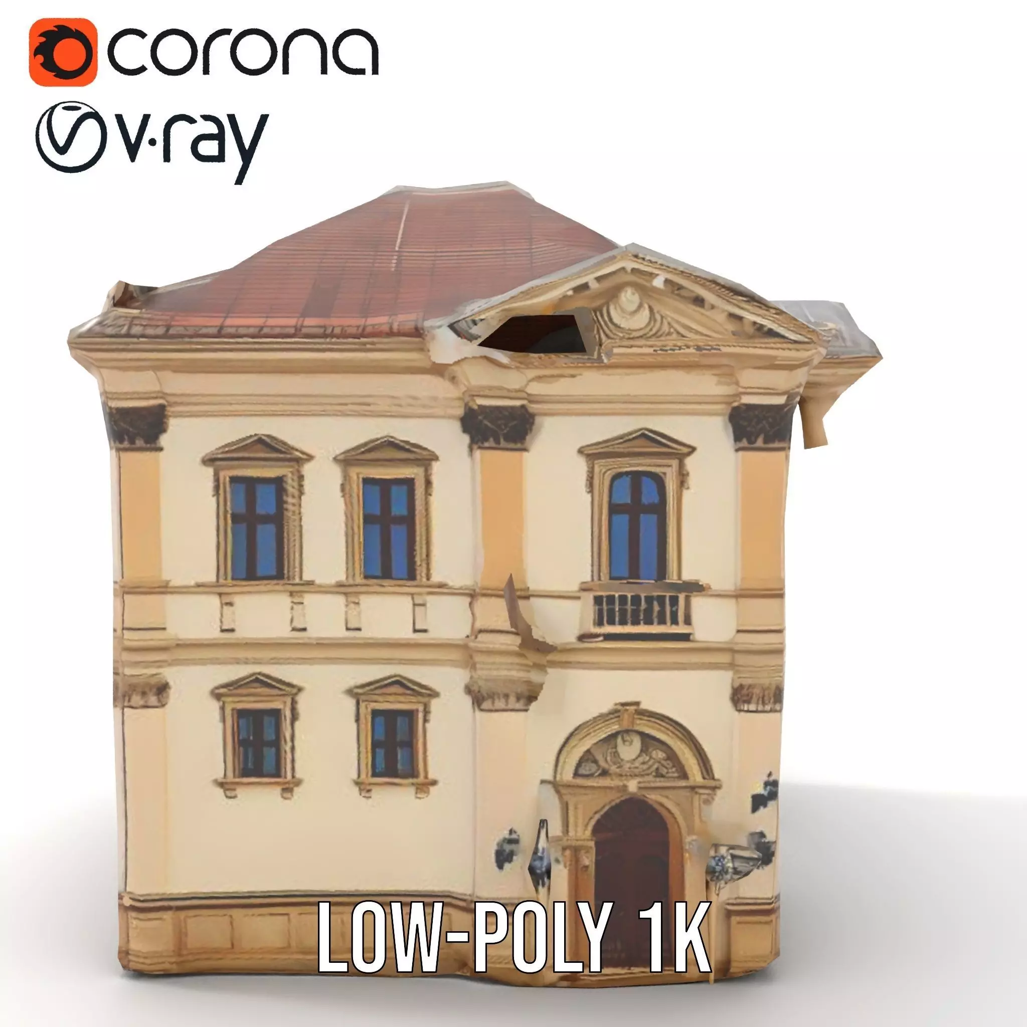 Classic Beige Manor model pack Low-poly 3D model_14