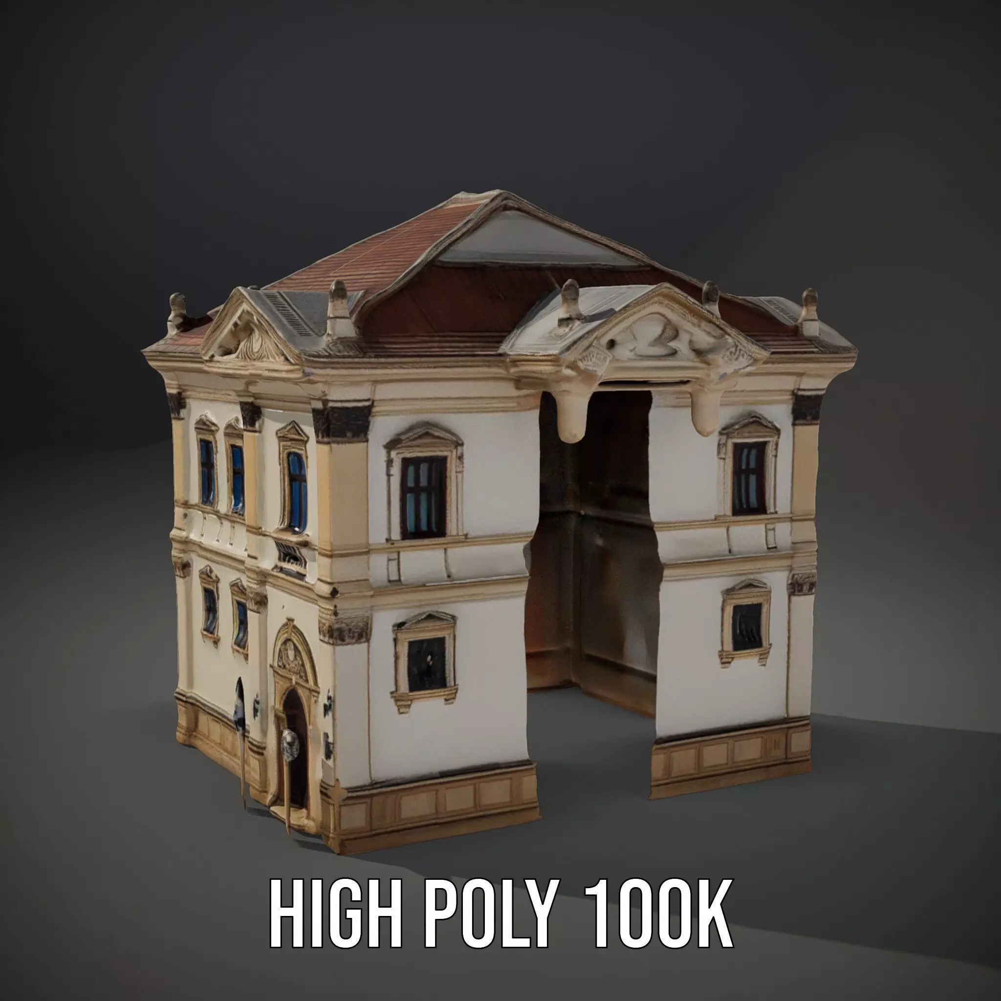 Classic Beige Manor model pack Low-poly 3D model_10